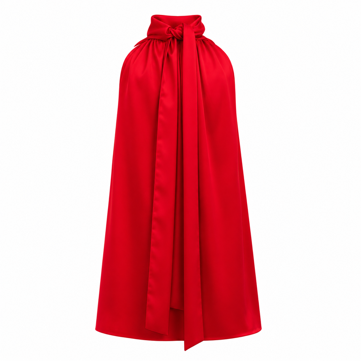 Camicia Collo Alto Giromanica Rossa Raso