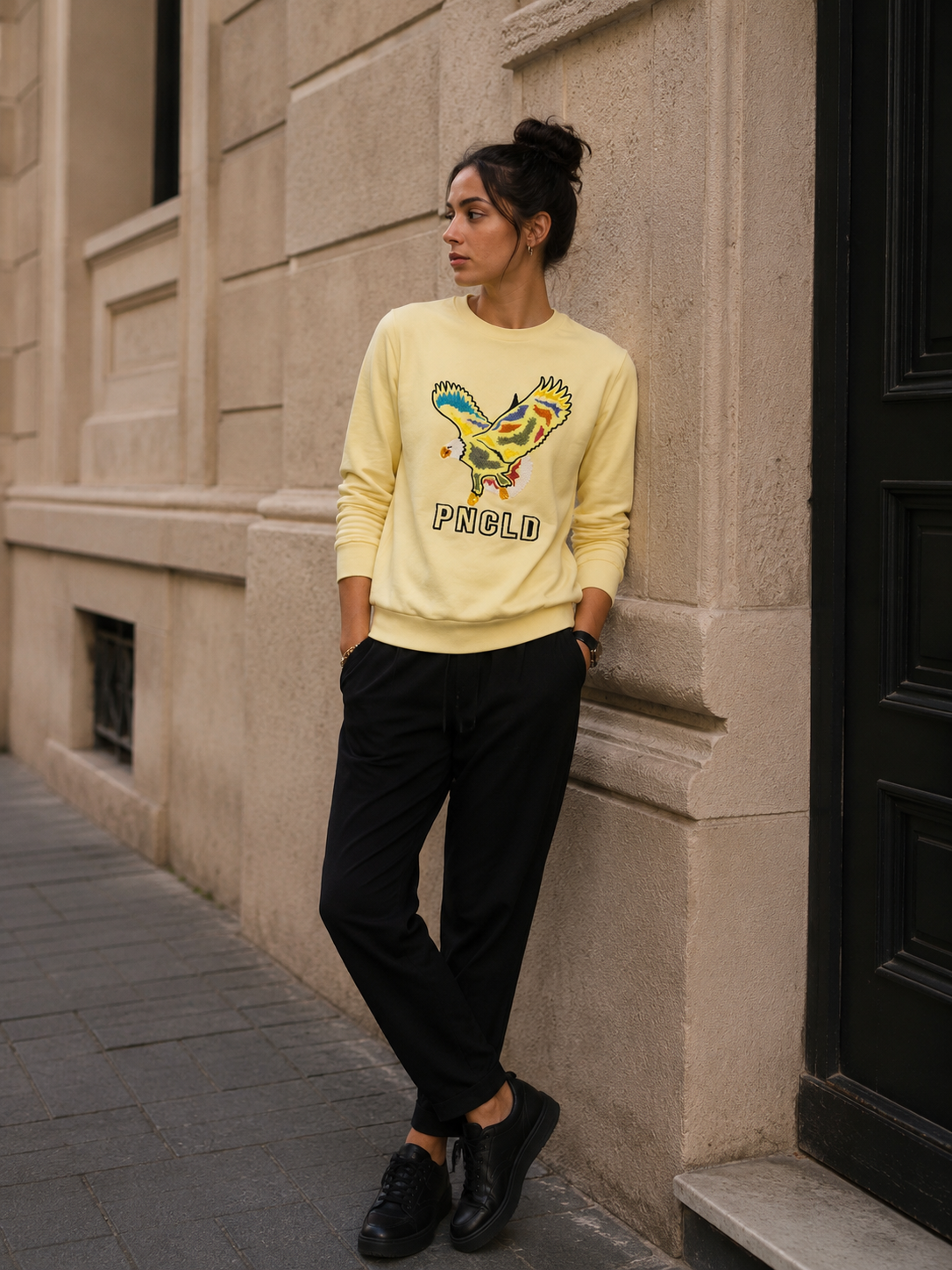 Felpa Police Jaune avec Aigle