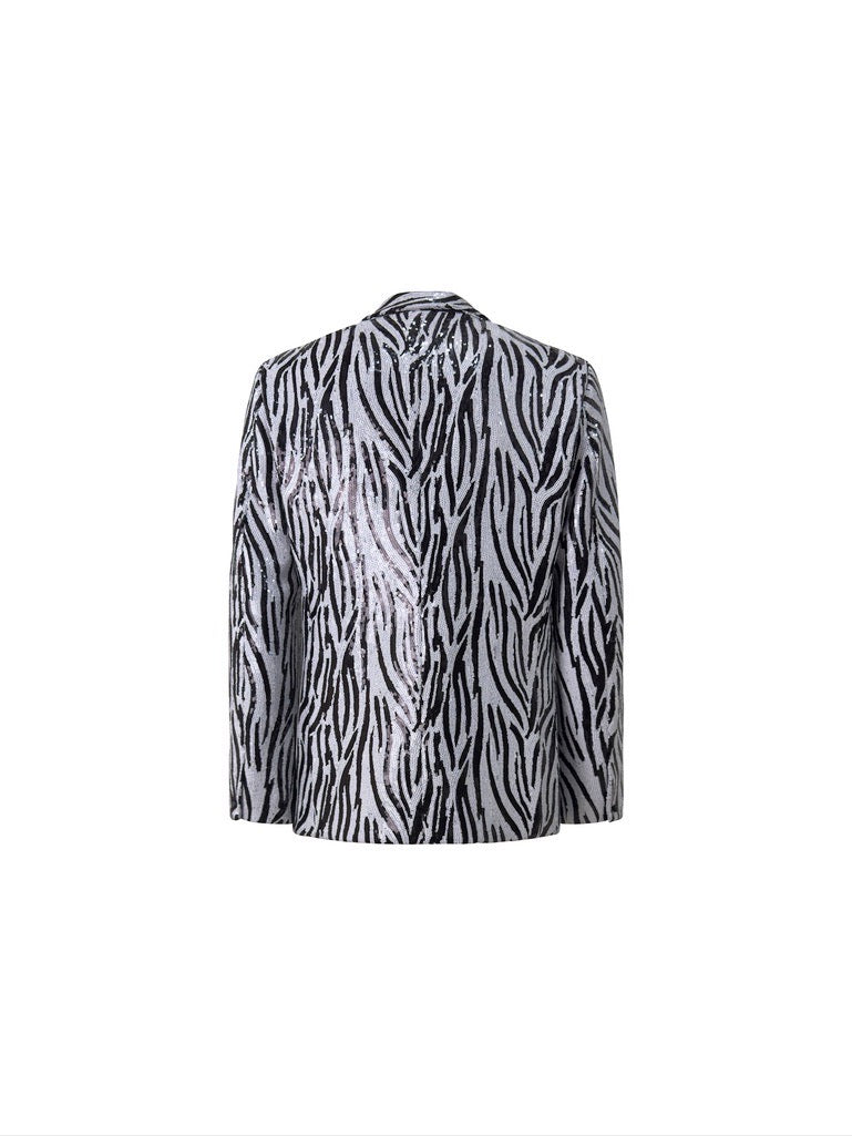 Giacca Asimmetrica Paillettes Zebra retro