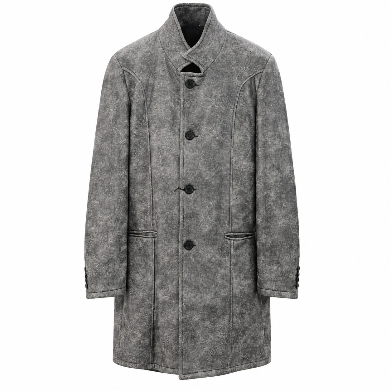 Manteau DOWNEY - hSimili cuir gris martelé