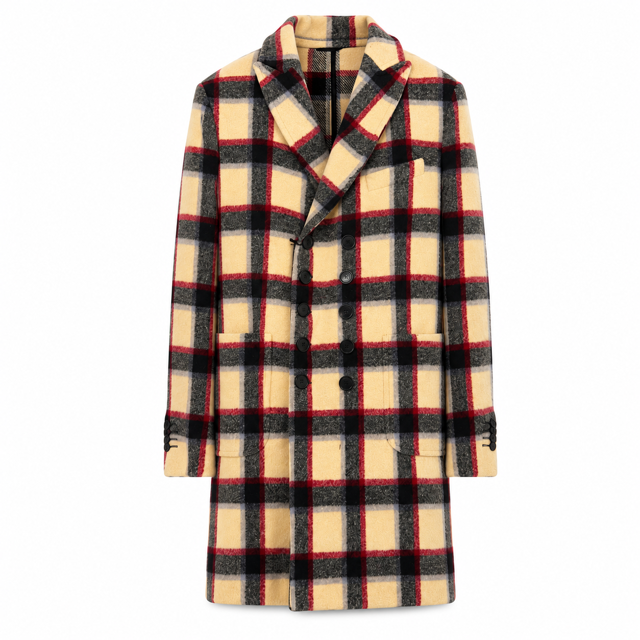 Coat DEEP - White Square Red-Black Line