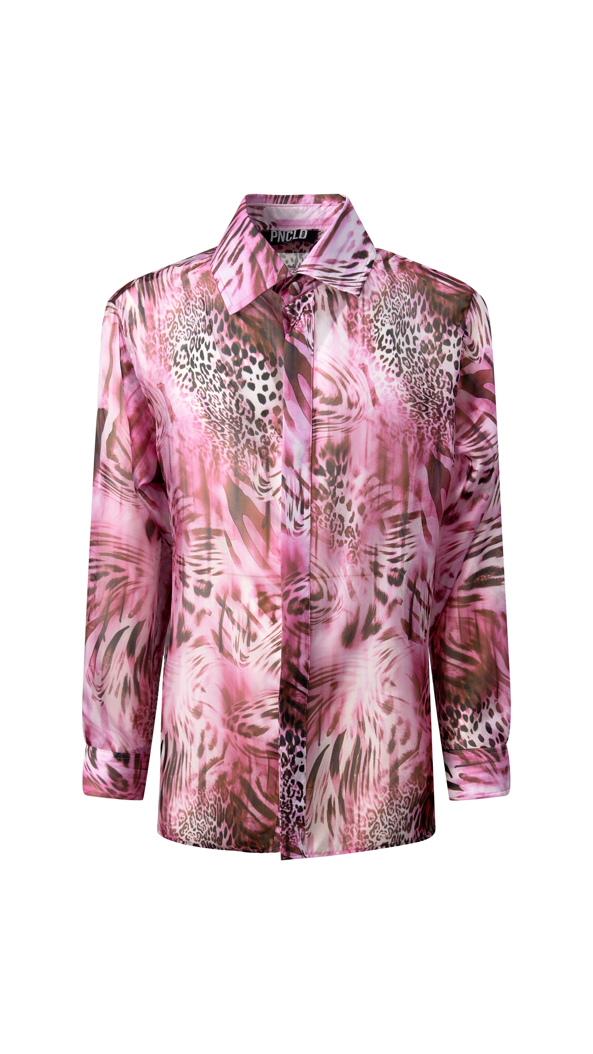 Camicia Regular mit rosa Animalier-Muster
