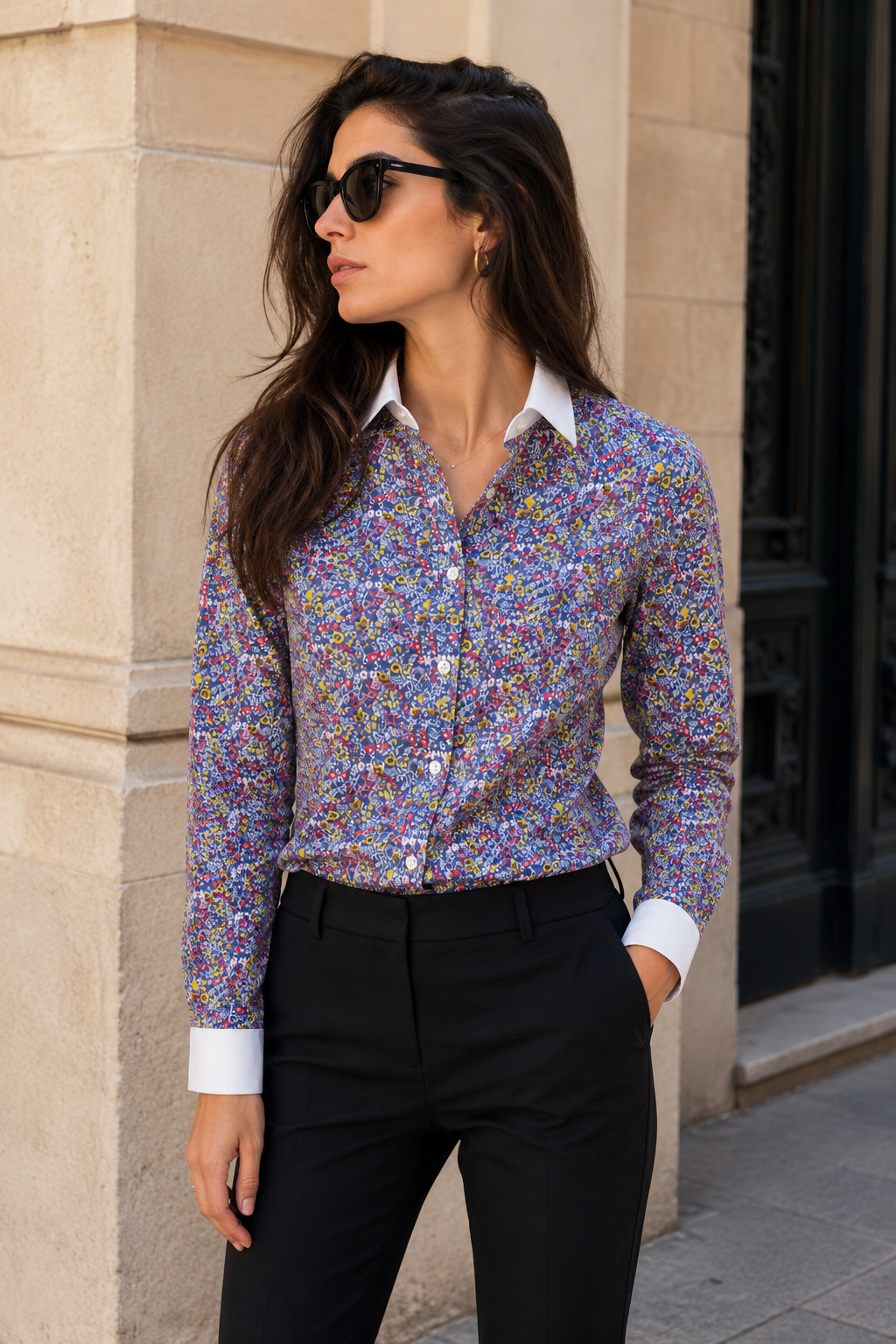 Camicia WHITESNAKE - Yellow/Pink Flowers White Neck