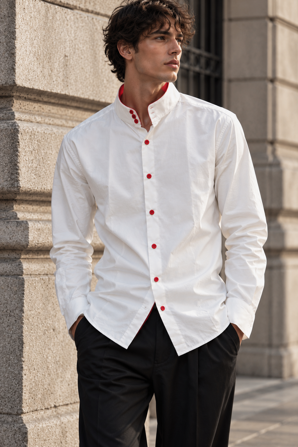 Camisa 3 LENNOX - Botones Blanco/Rojo CC