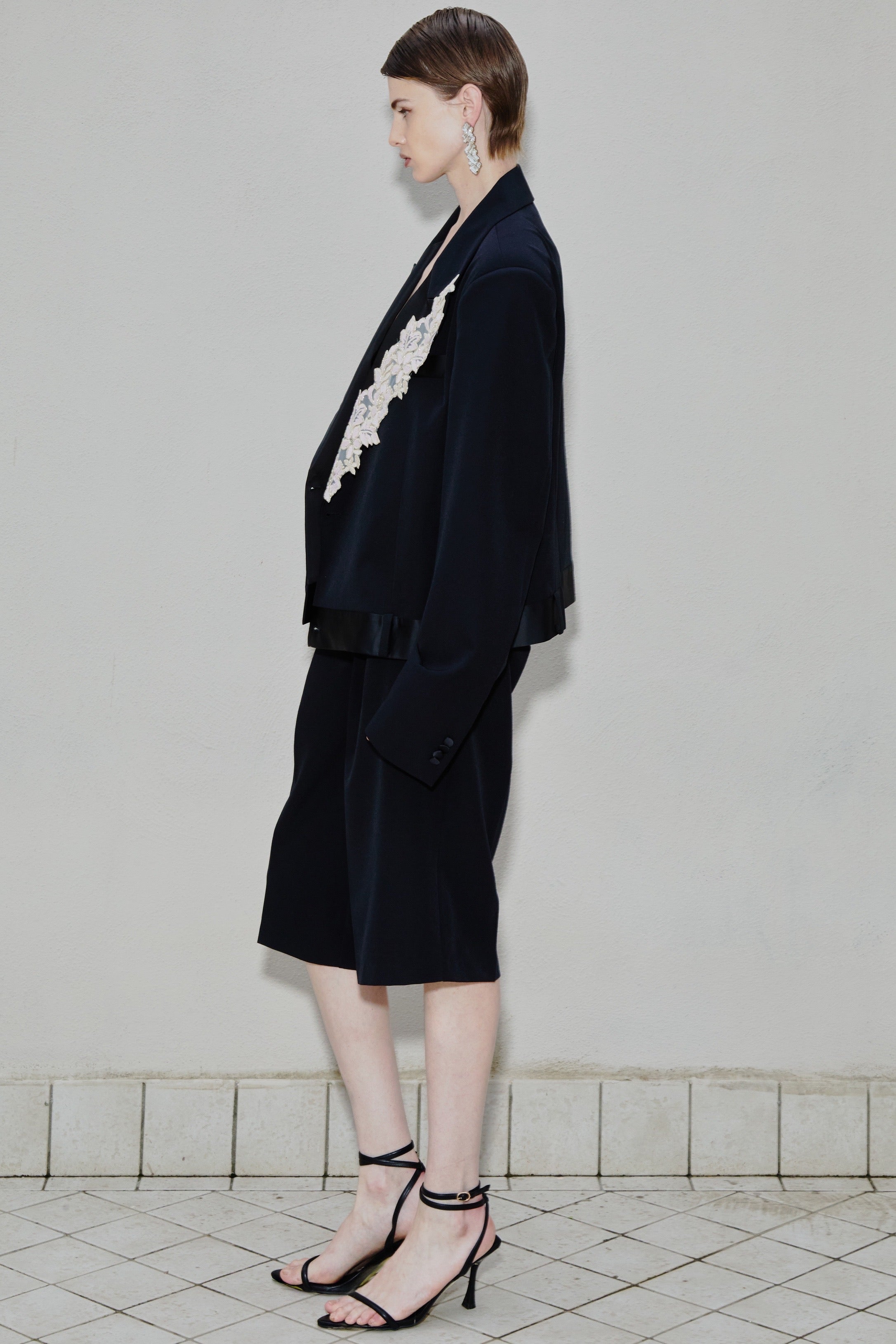 Veste Spencer oversize noire avec broderie