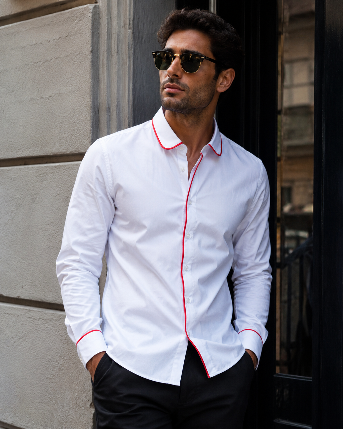 Camicia BEATLES - Weiß/Orange Fluo
