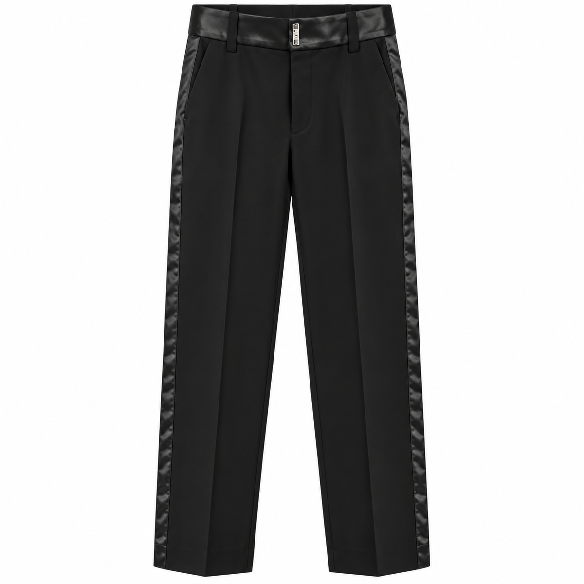 Pantalone Regolare Nero Banda Laterale Nero