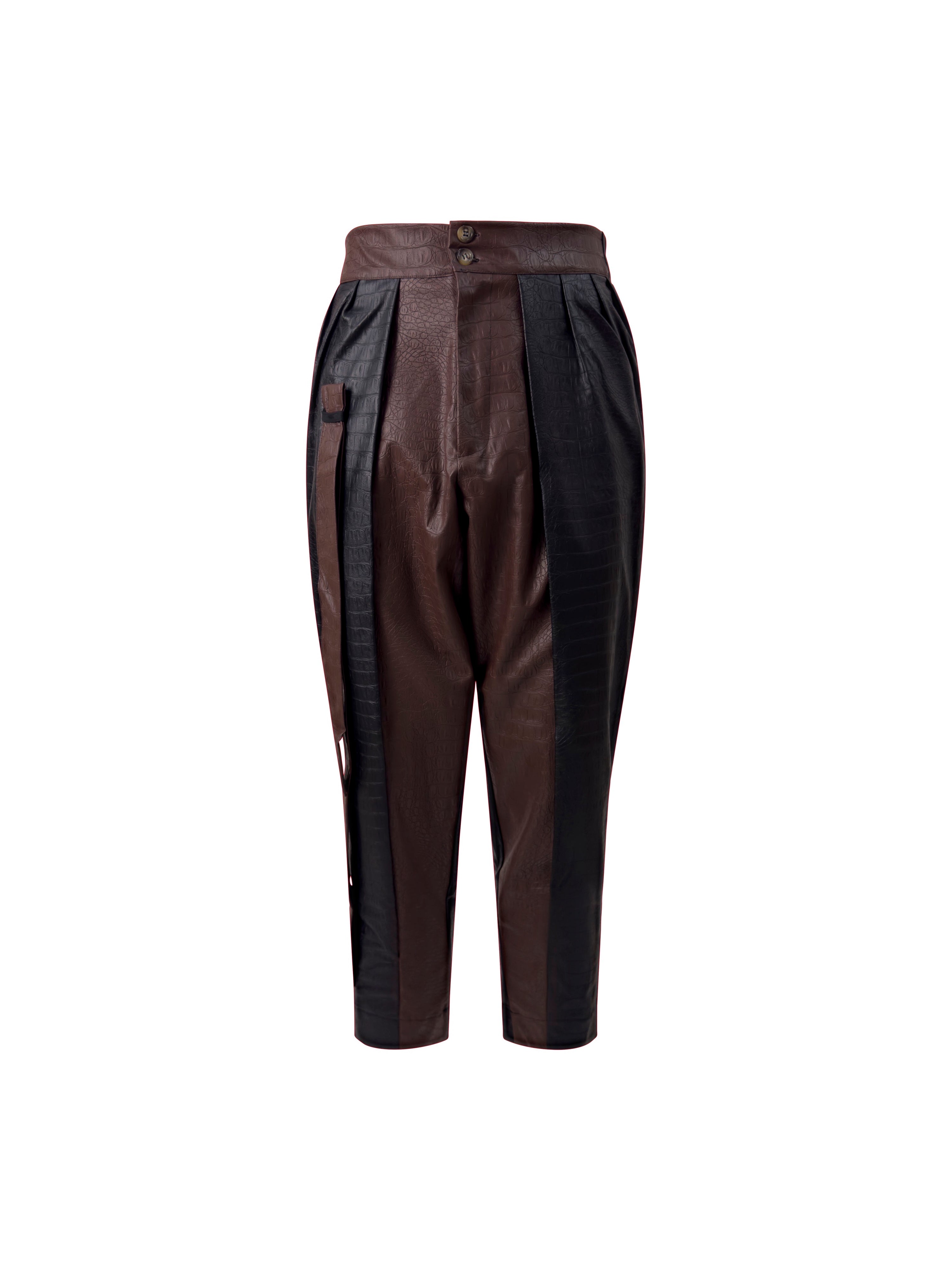 Pantalone SHAGGY - Bicolor Black Brown Faux Leather