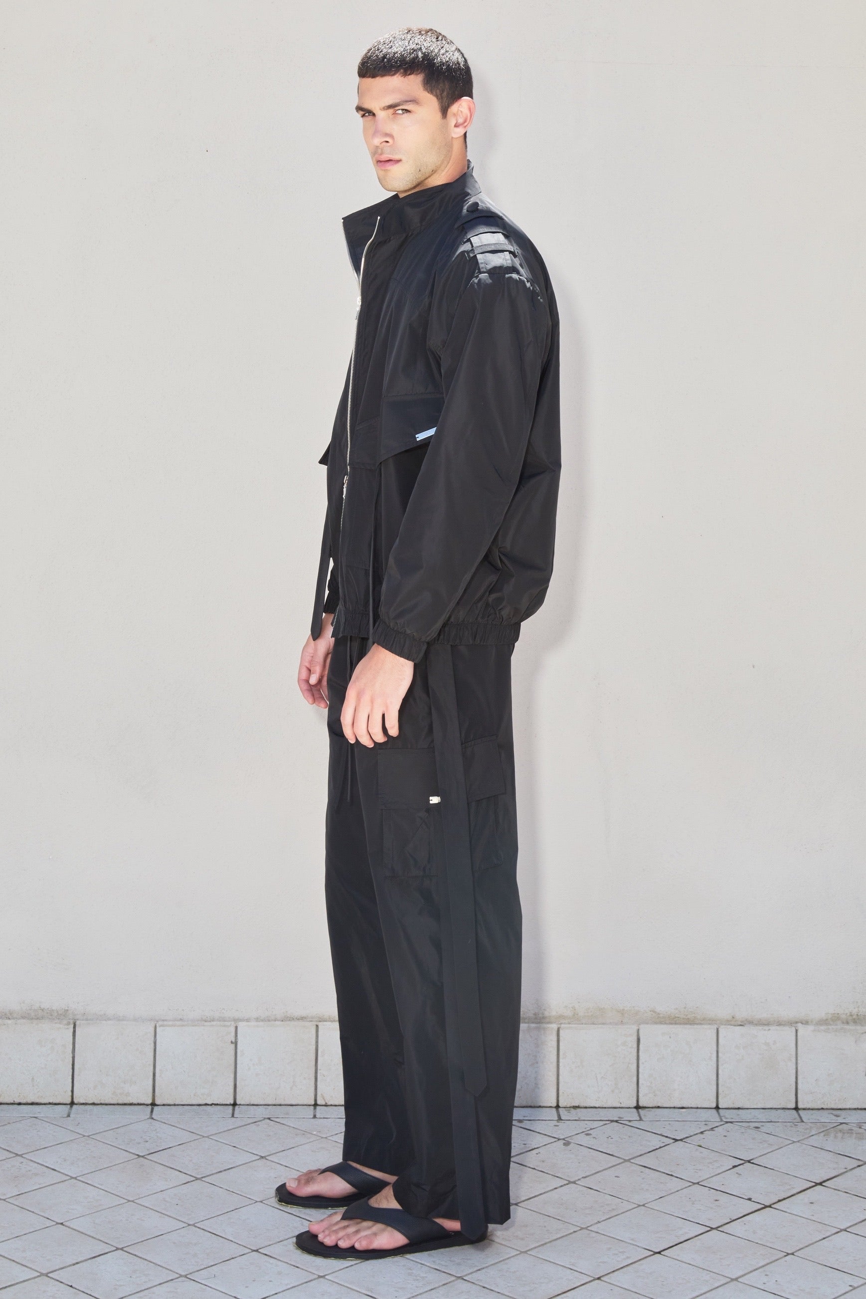 Black Nylon Bomber Jacket