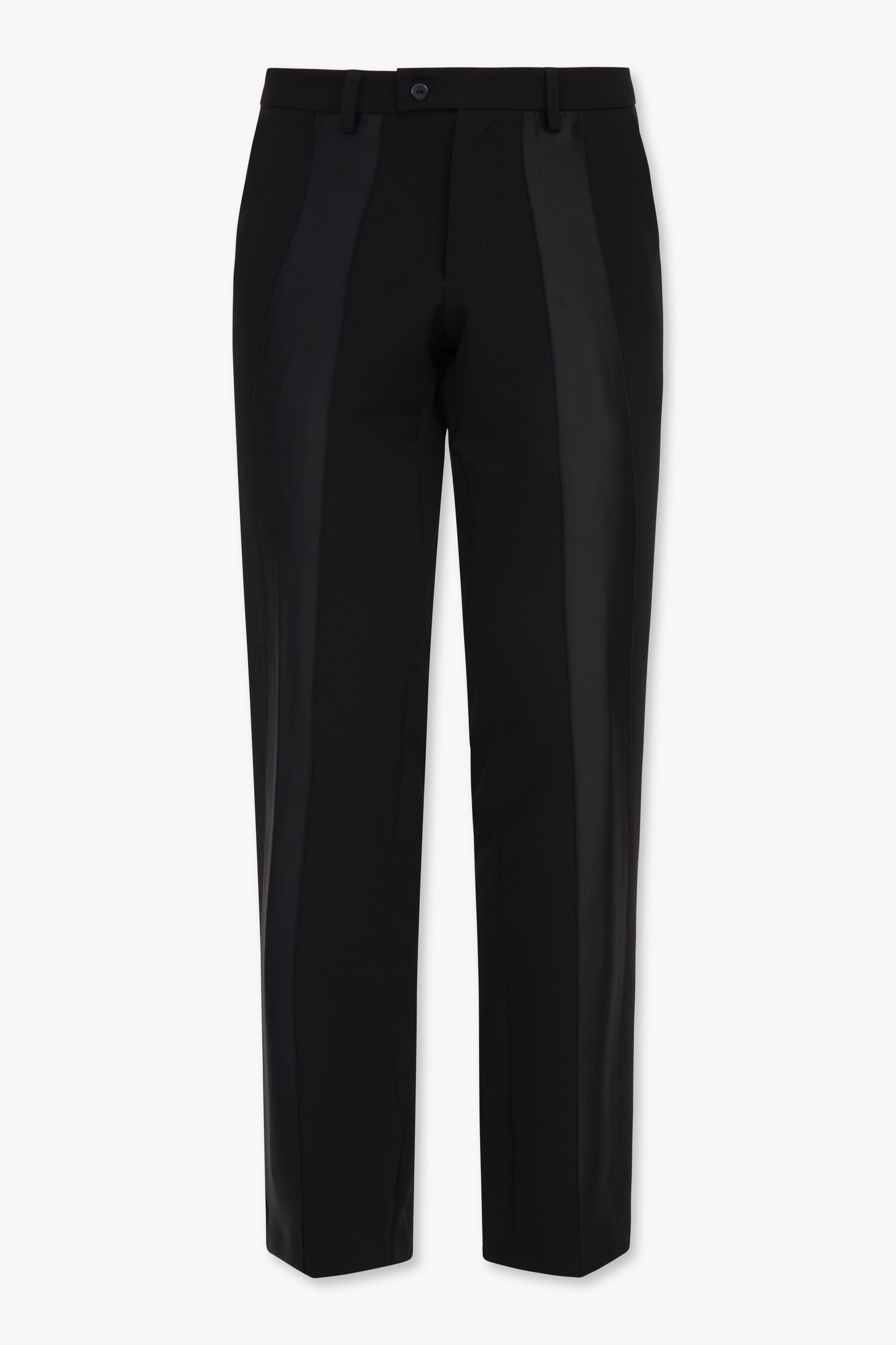 Pantalon noir classique avec bande en satin noir