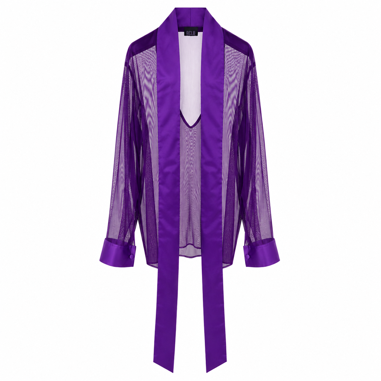 Camicia Tulle Viola Foulard Raso Viola
