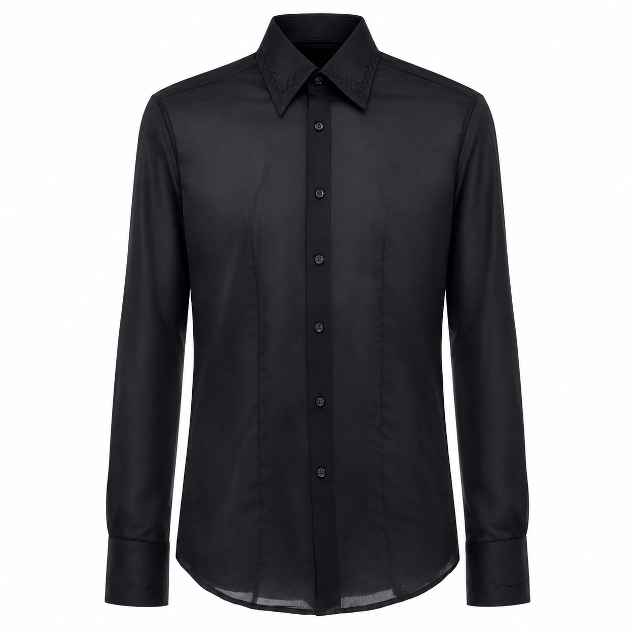 Camicia Nera Ricamo Fiore