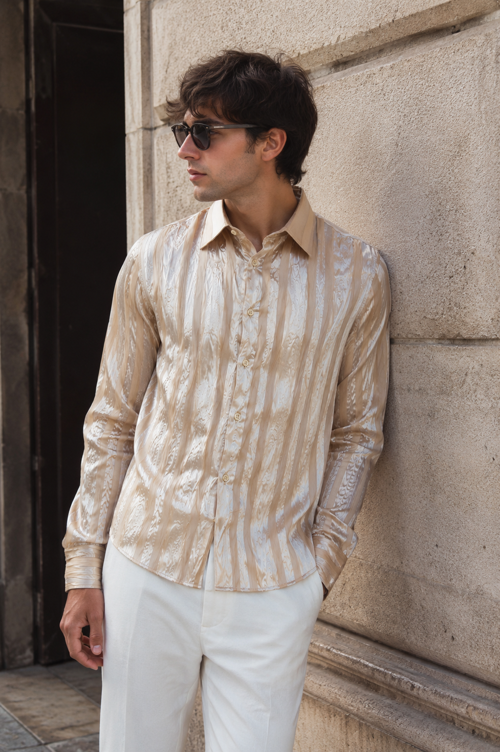 Camicia Plissè Beige