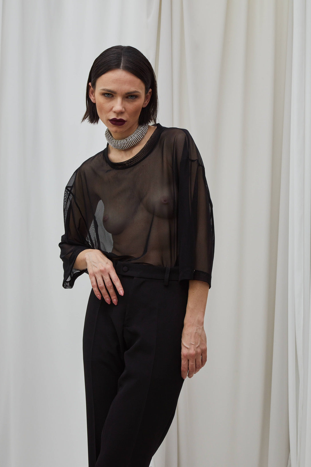 Shirt Over Tulle Nero