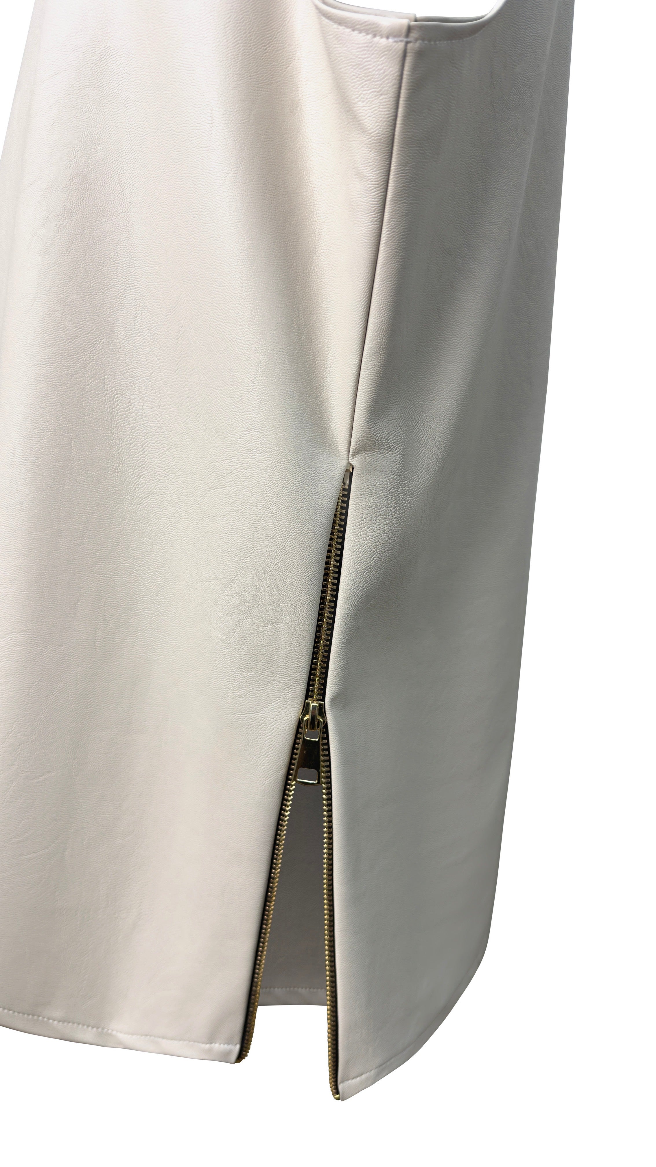 Canotta Ecopelle Bianca con Zip dettaglio
