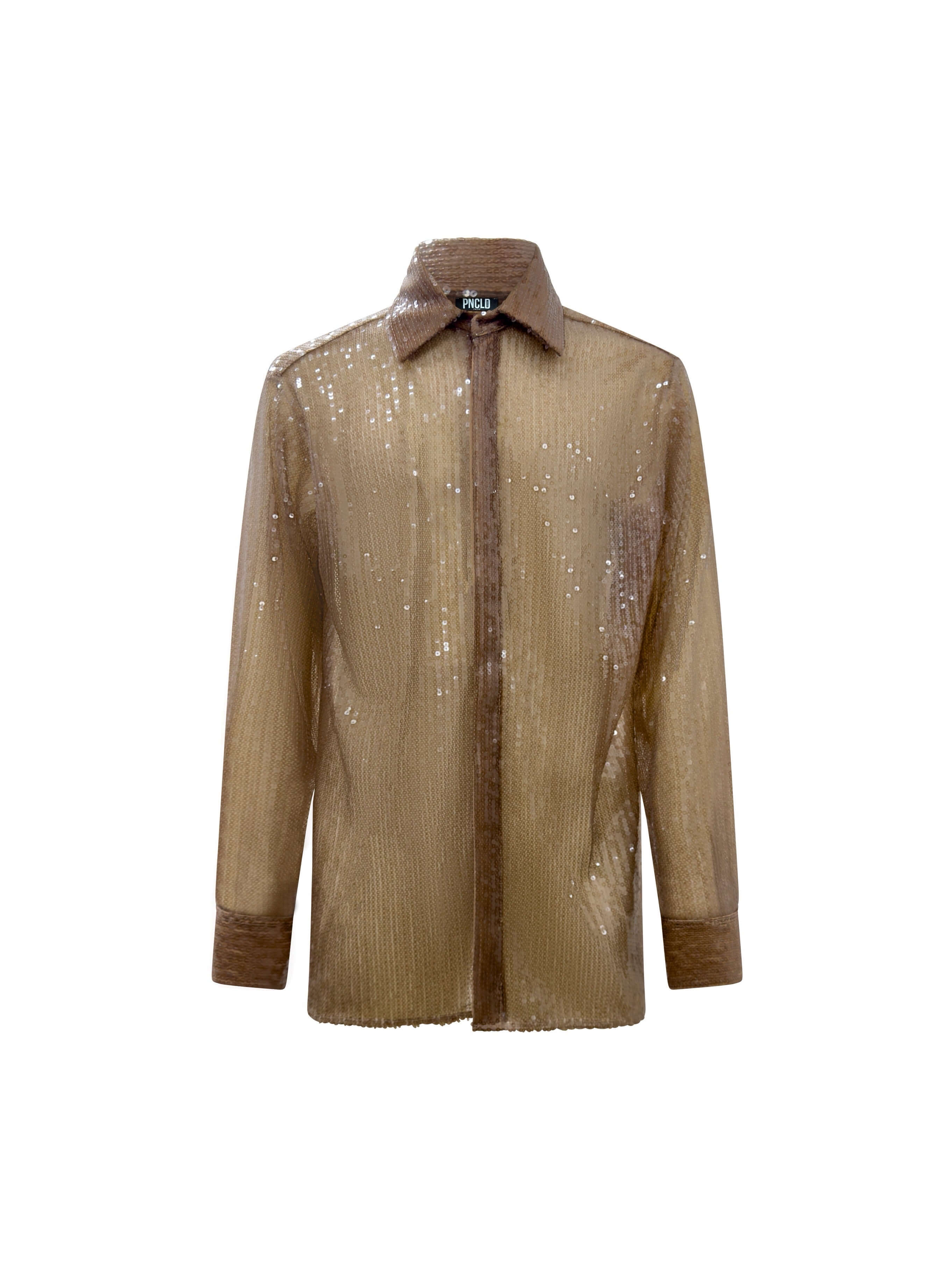 Camicia Regolare Paillettes Nudo