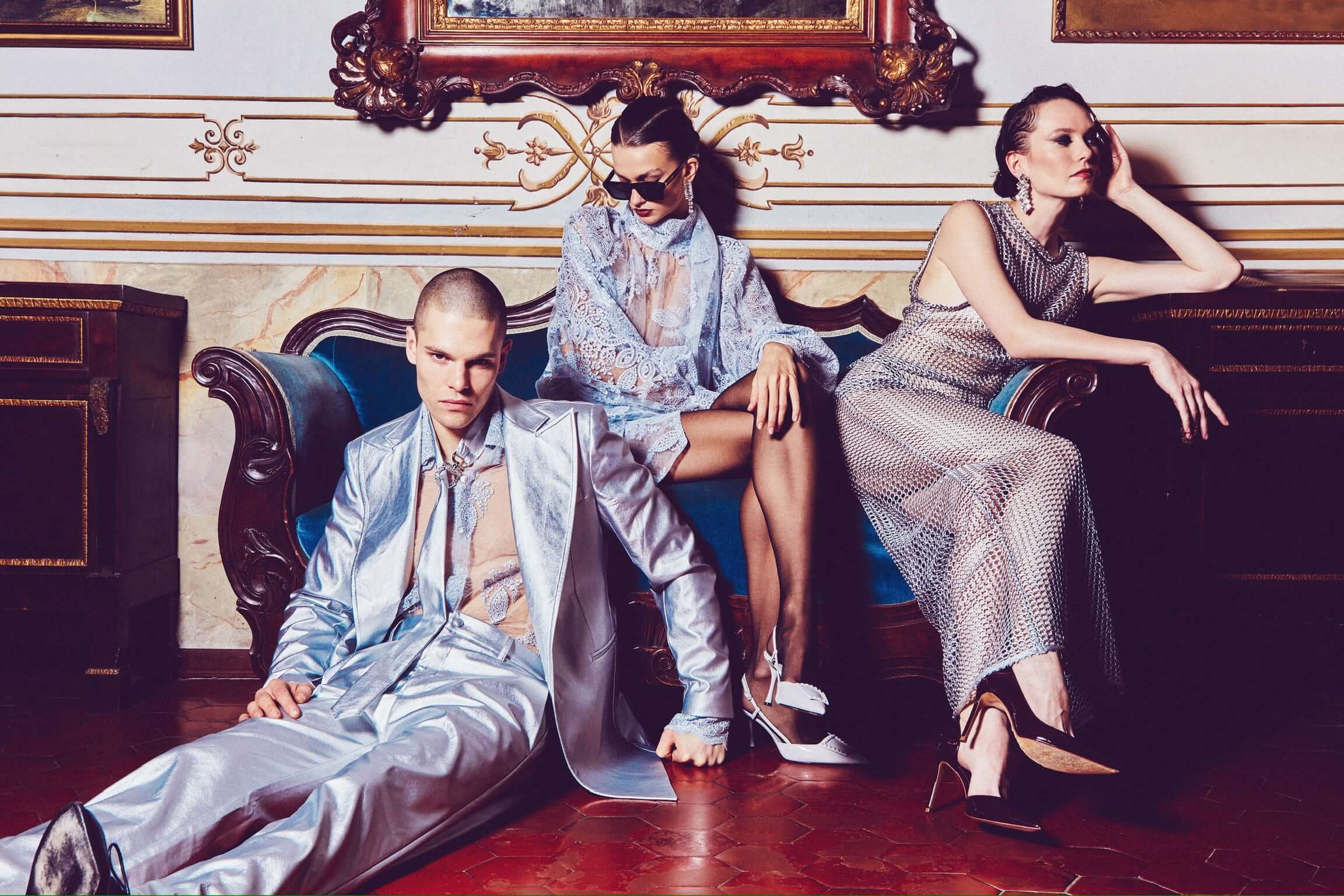 Long Dress Rete Grigia