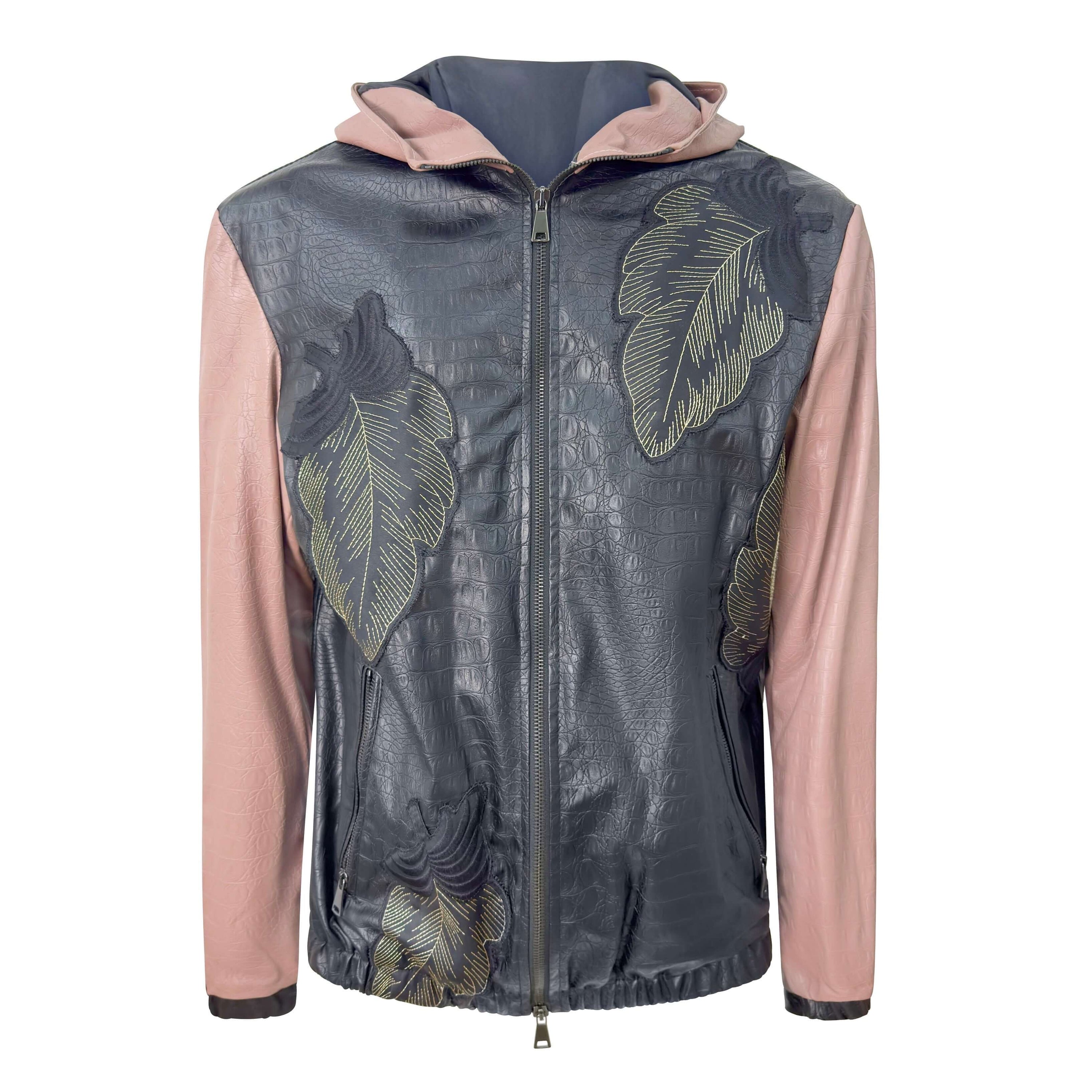 K-WAY Black/Pink Faux Leather Leaf