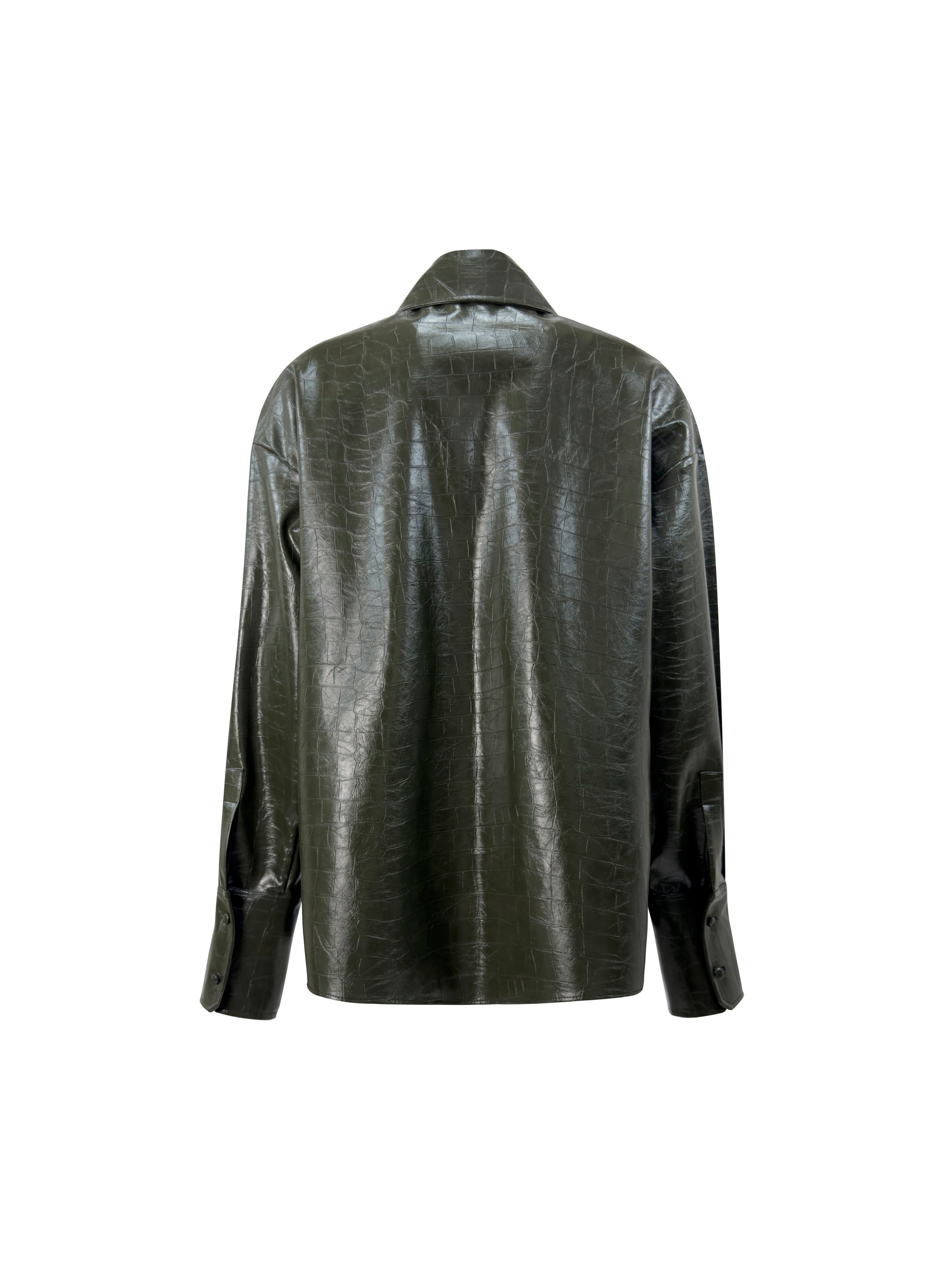 Camicia Over in Eco Coccodrillo Verde retro