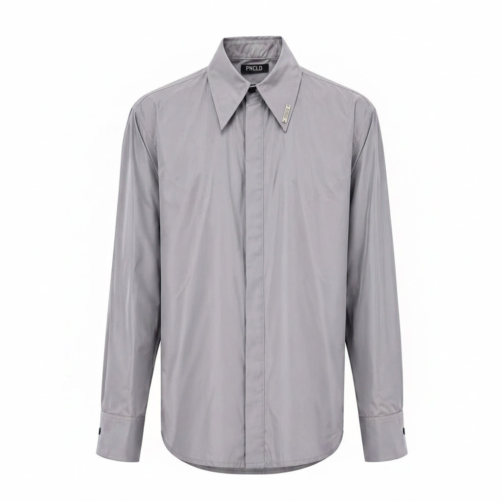 Camicia Regolare Nylon Grigia