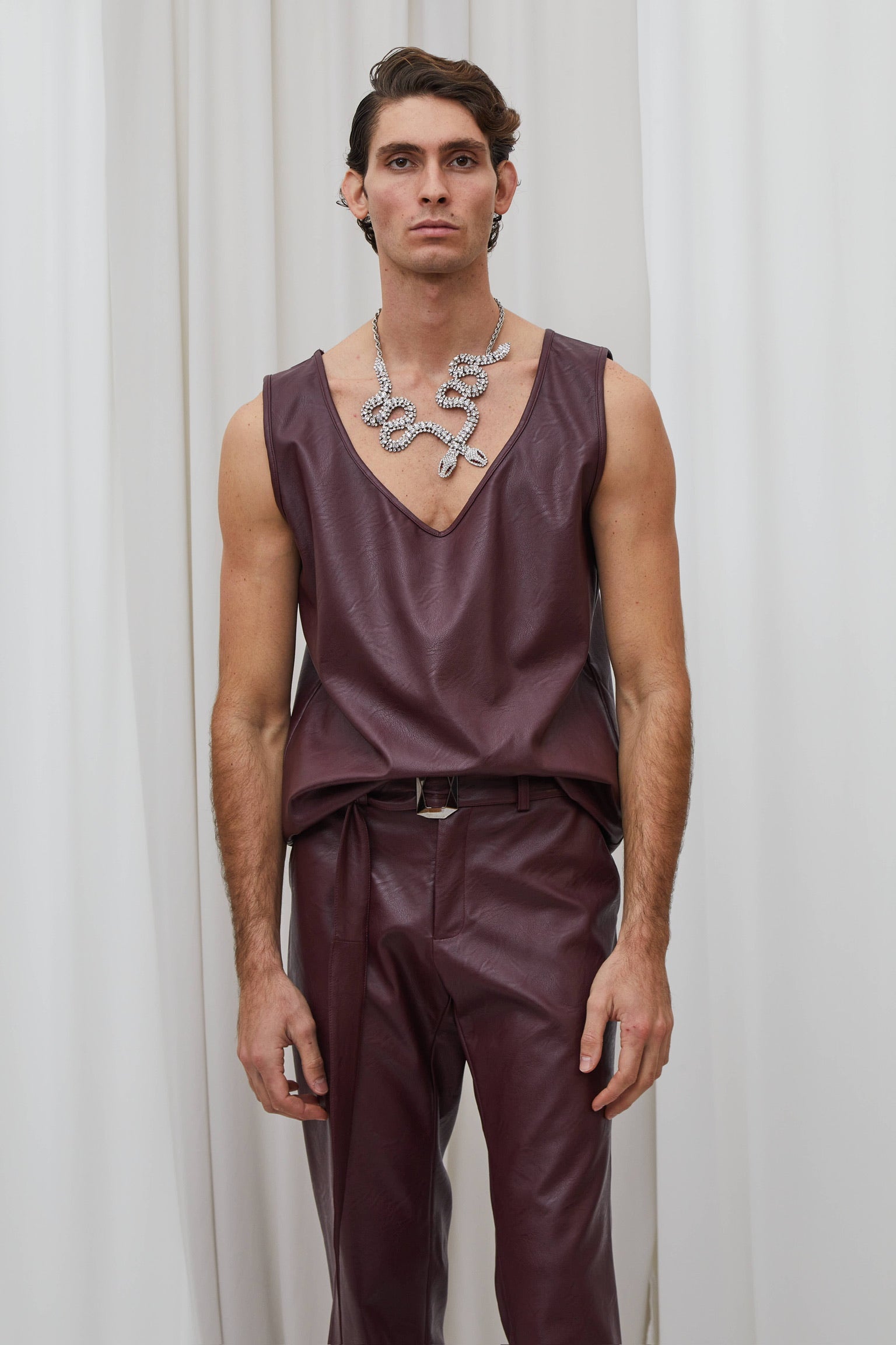 Canotta Ecopelle Bordeaux