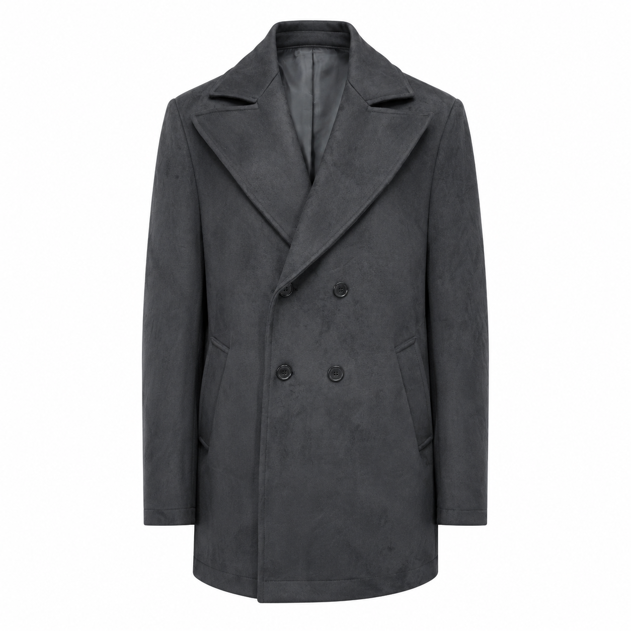 Cappotto Doppiopetto Nabuck Nero