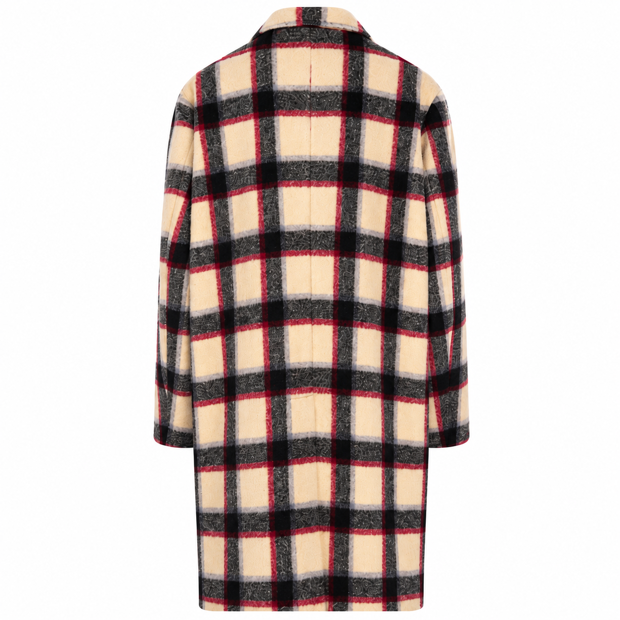 Manteau MCQUEEN - Crème Carré Rouge/Gris Ligne