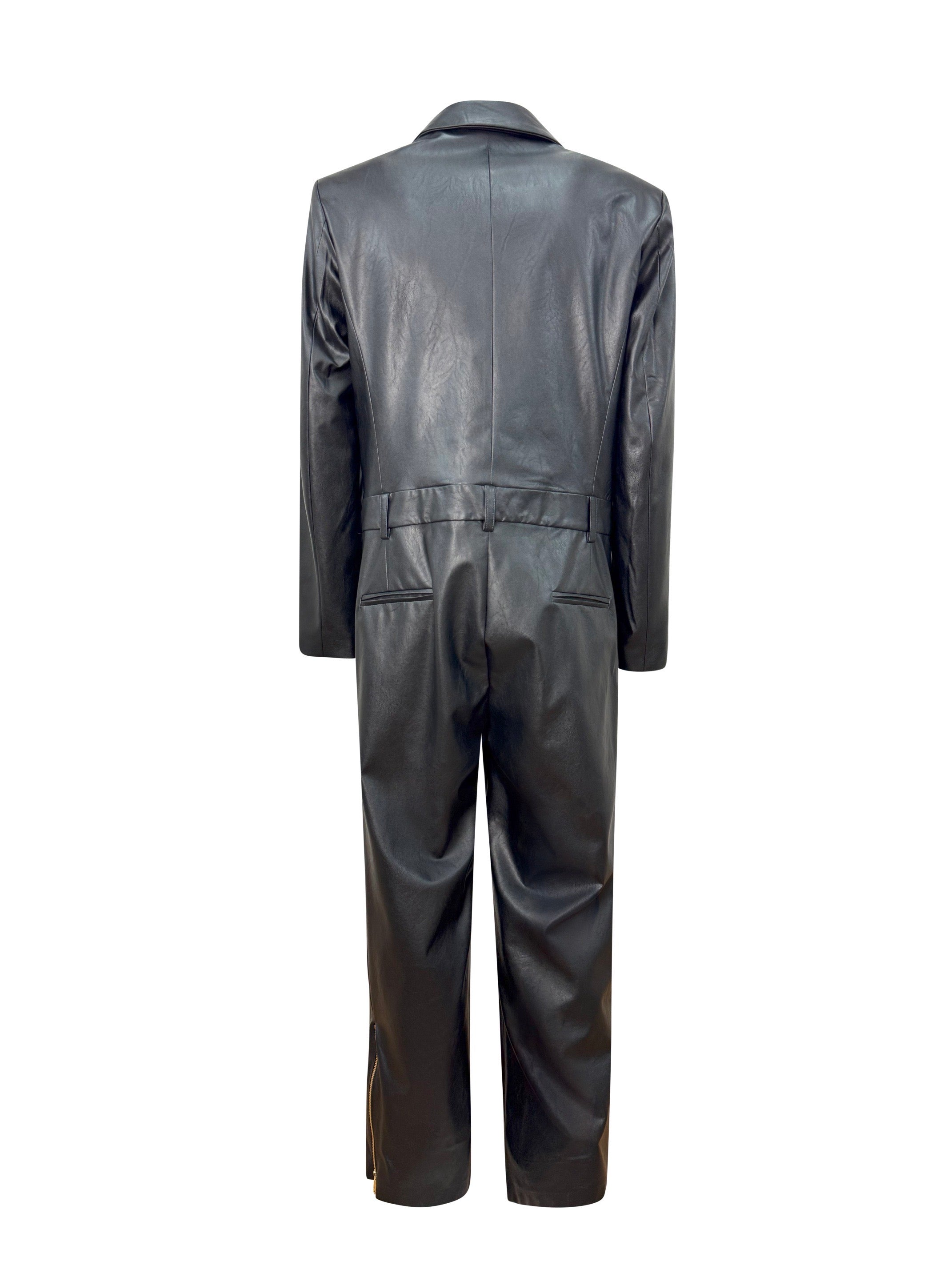 Tuta BlazerEcopelle Nera e Animalier Rosa retro