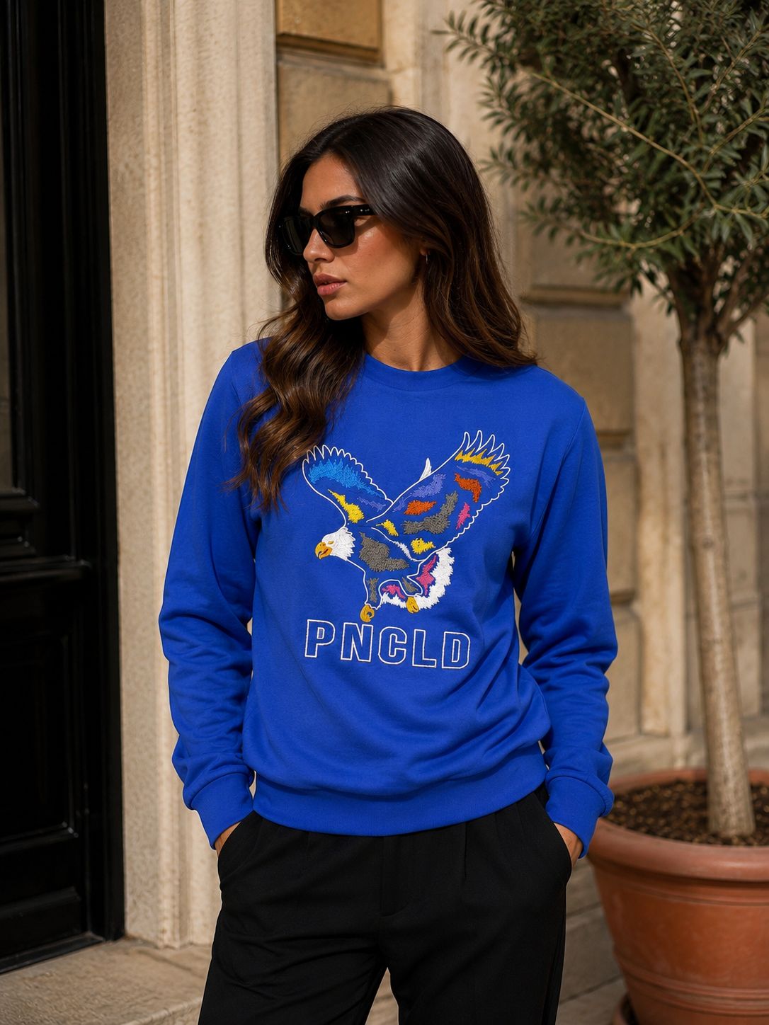 Police Sweatshirt - Blau mit Adler