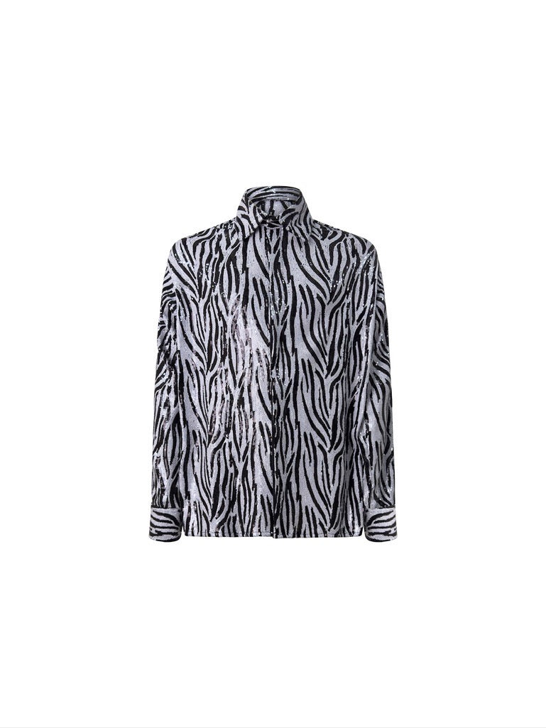 Camicia Regolare Paillettes Zebra