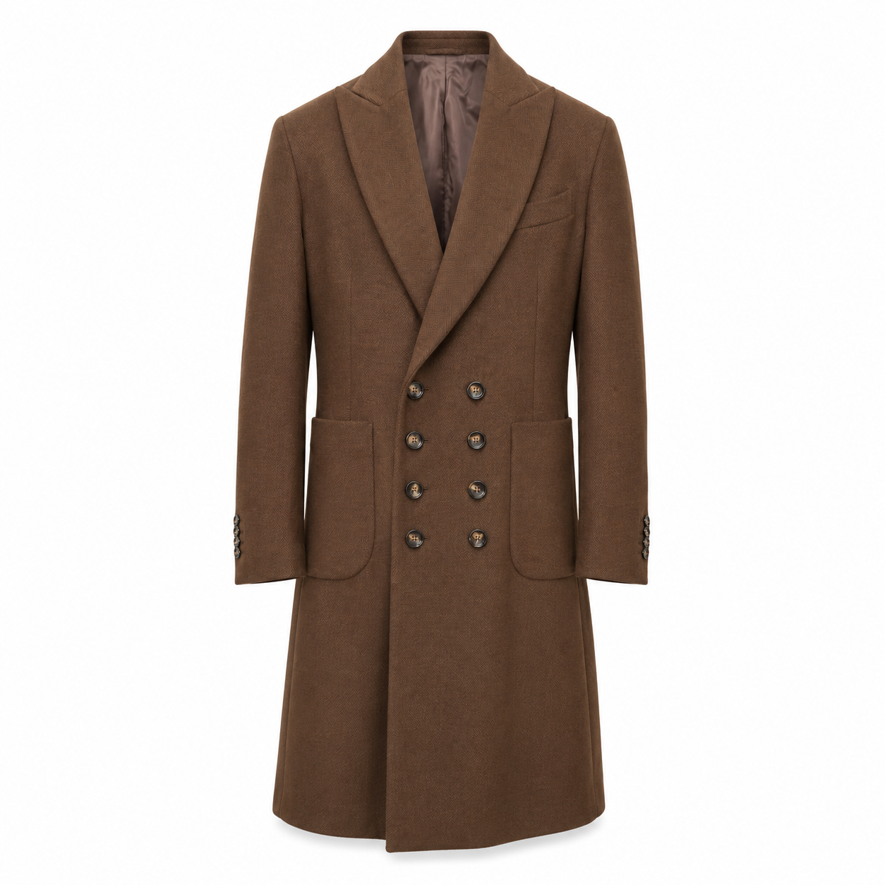 Cappotto Doppiopetto Lungo Marrone con Piumino