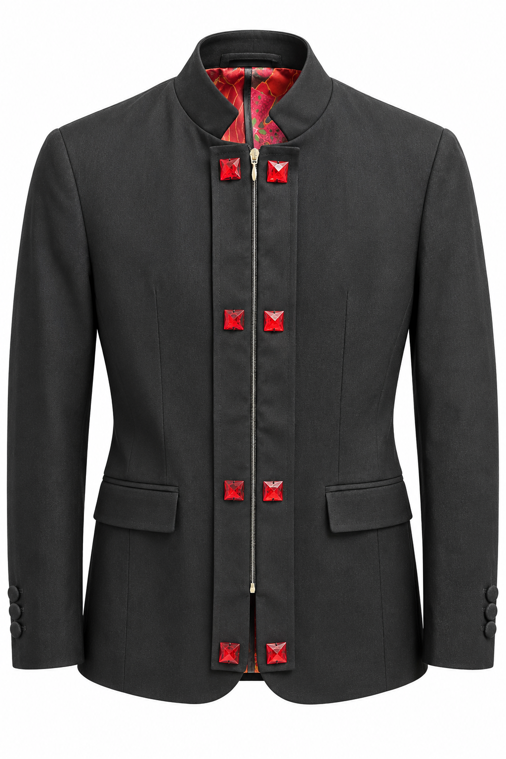 Giacca GENESIS - Black Wide Strip Red Jewels