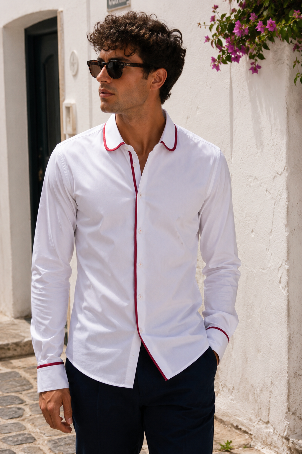 Camicia BEATLES - Weiß/Rot
