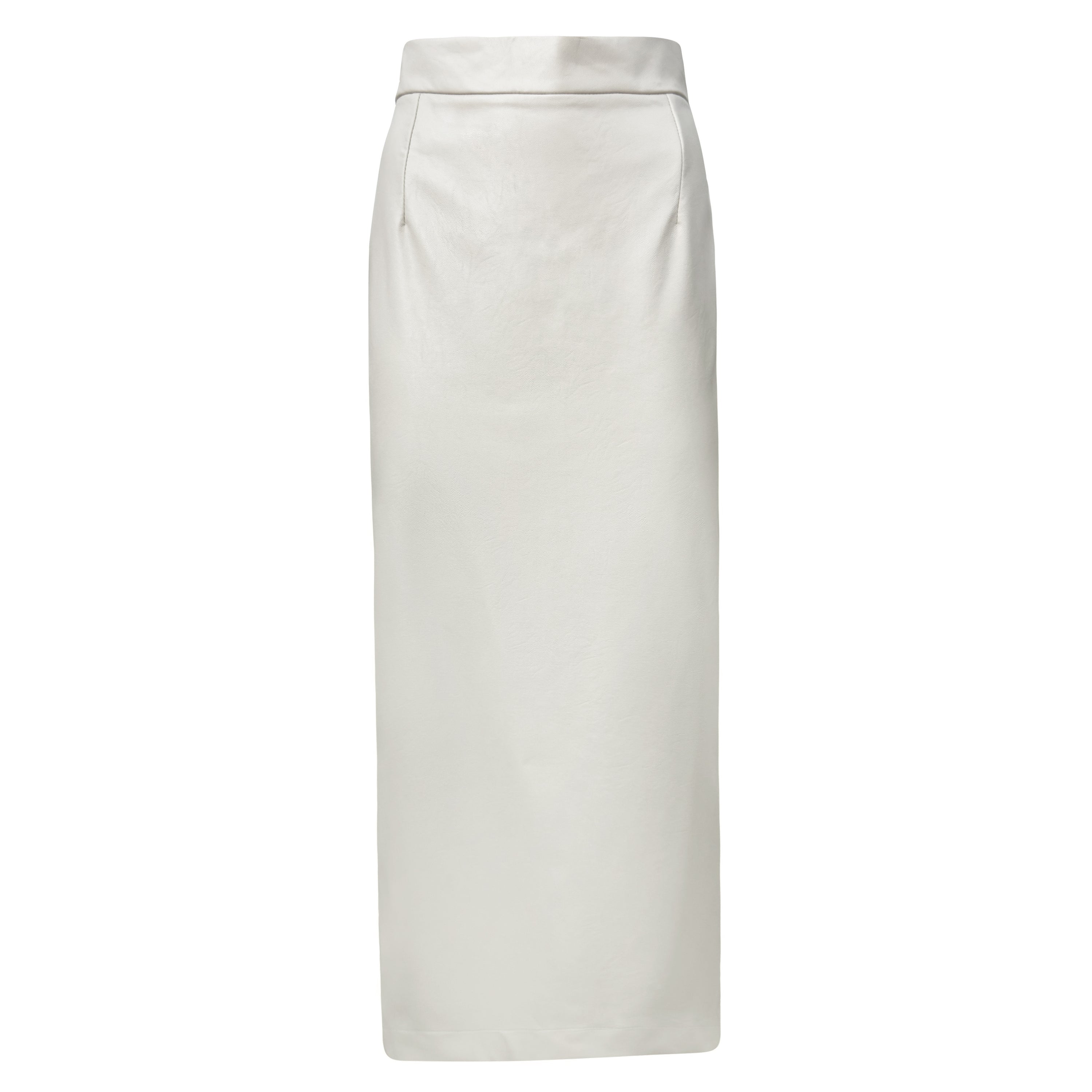 Gonna窄管白色仿皮拉鍊裙