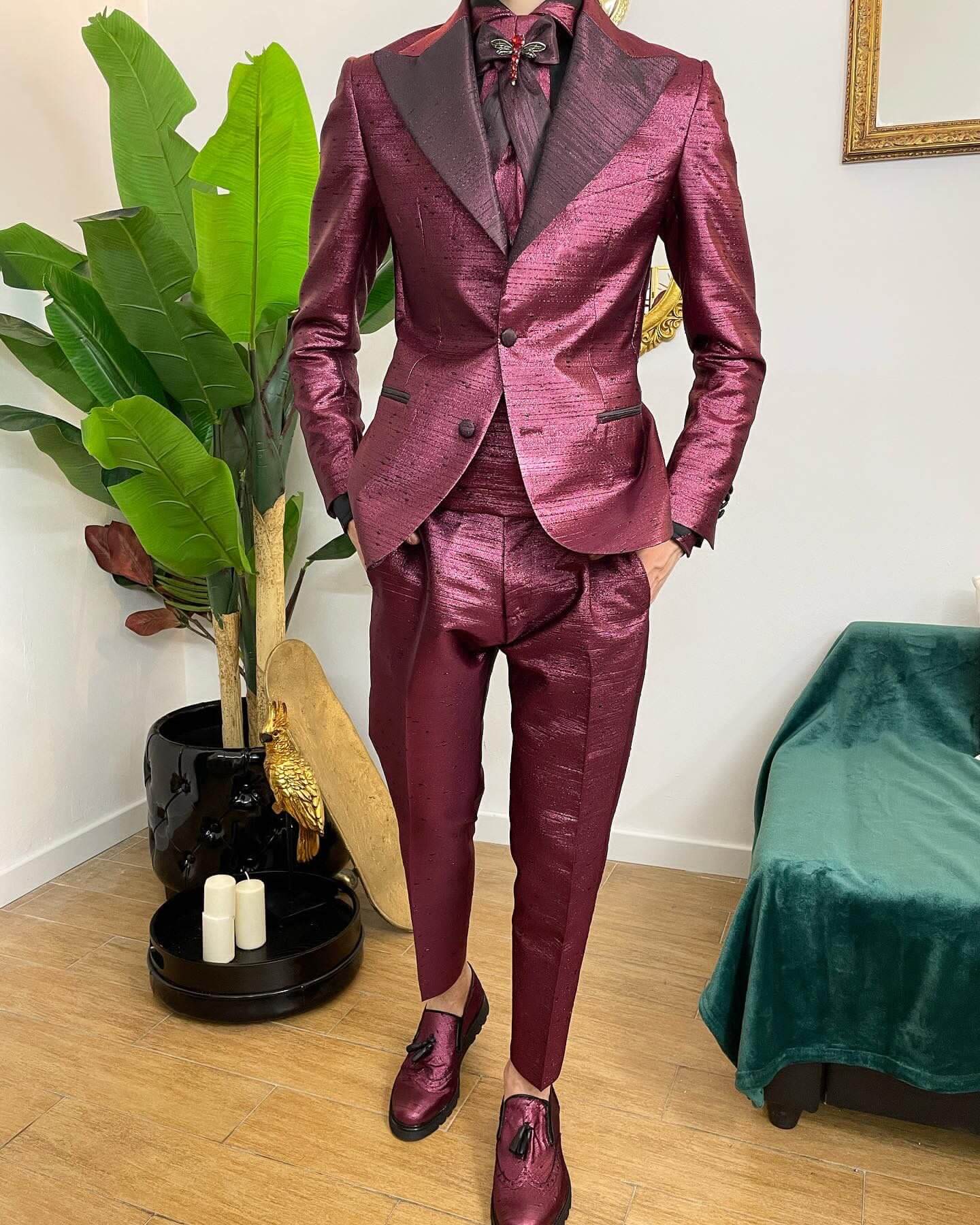 Abito Seta Bordeaux Rever a Lancia