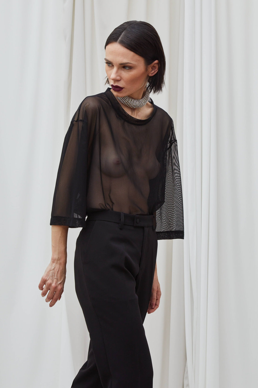 Shirt Over Tulle Nero