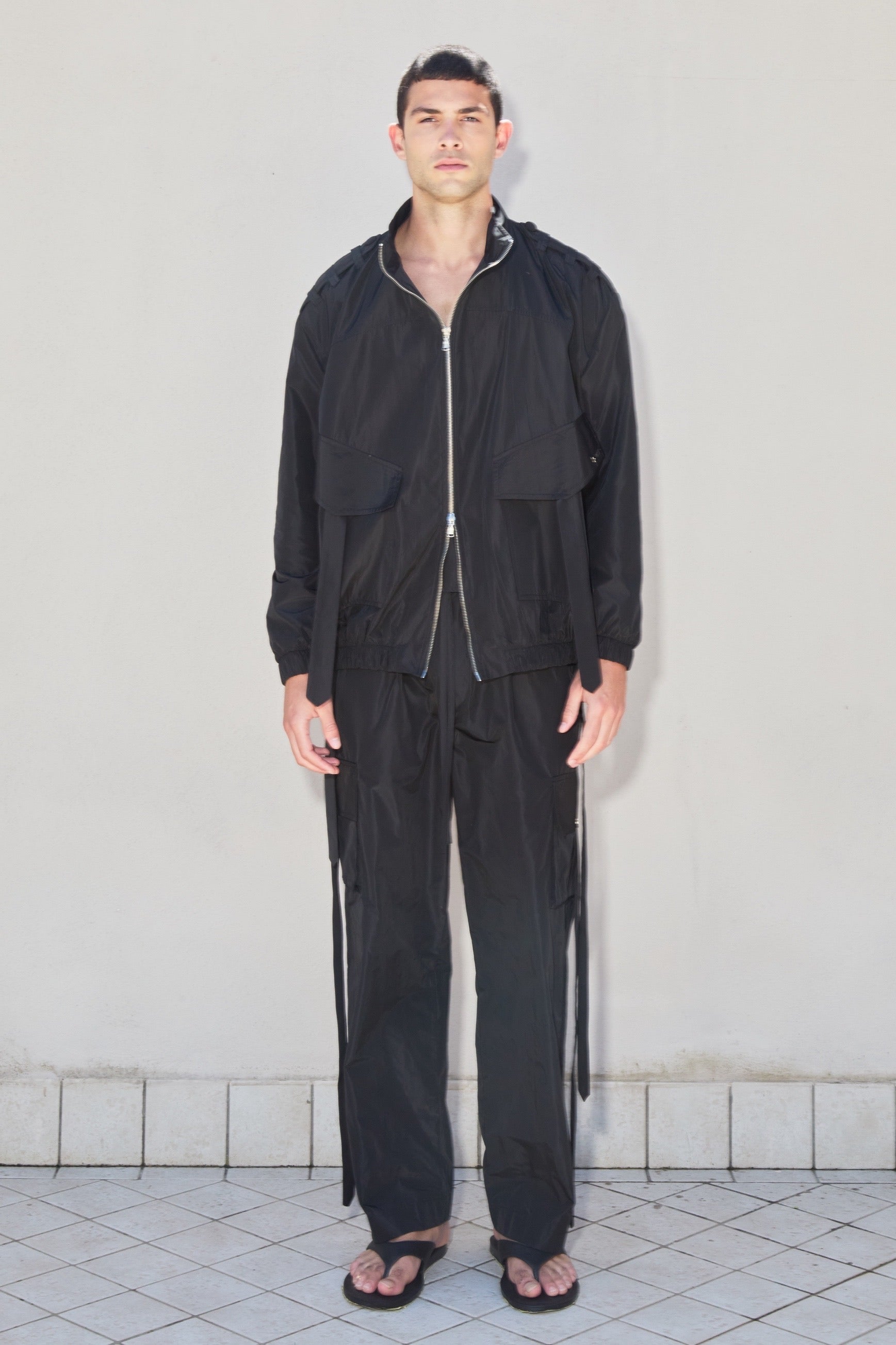 Black Nylon Bomber Jacket