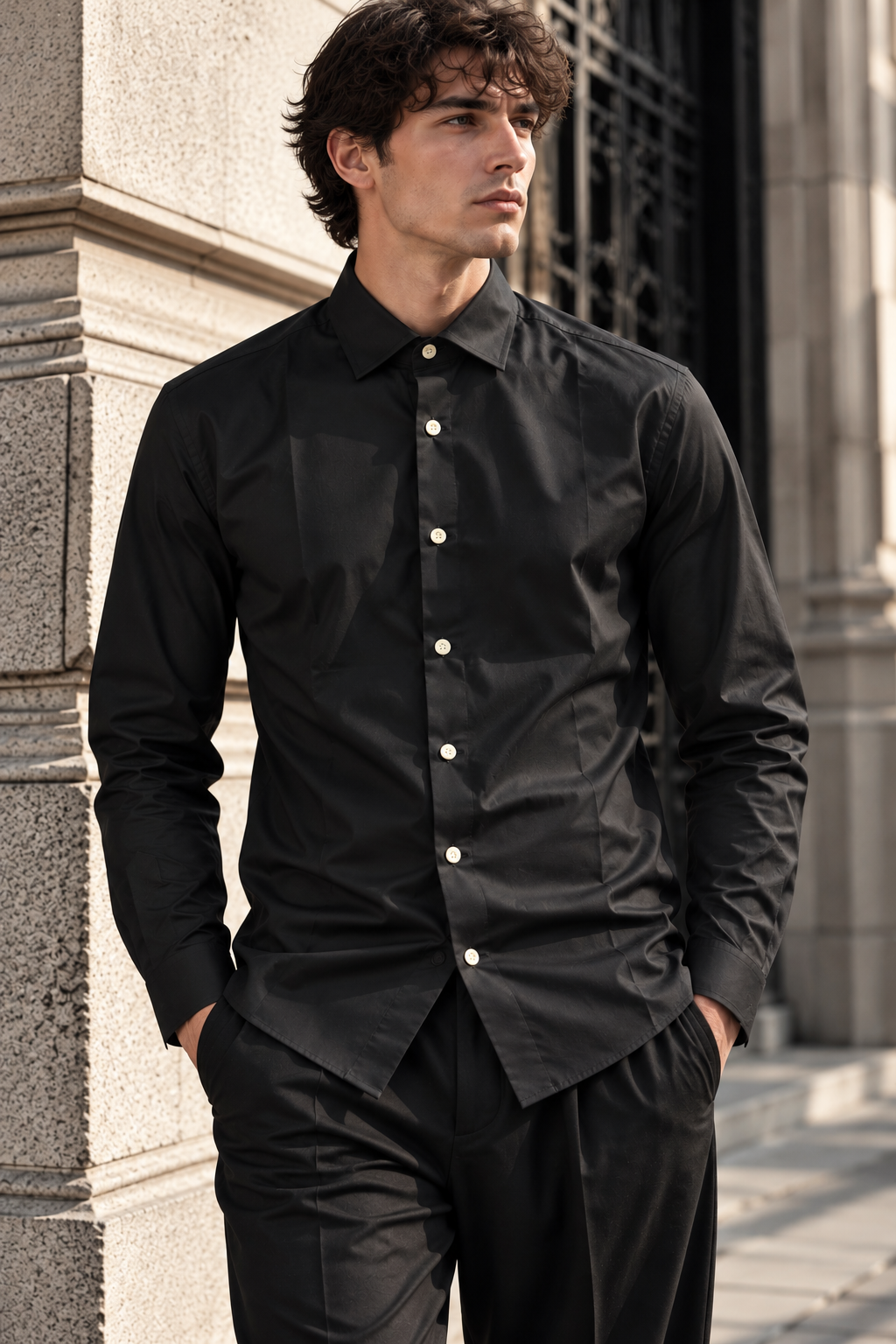 Camisa LENNOX - Botones Espiga Negro/Blanco CN