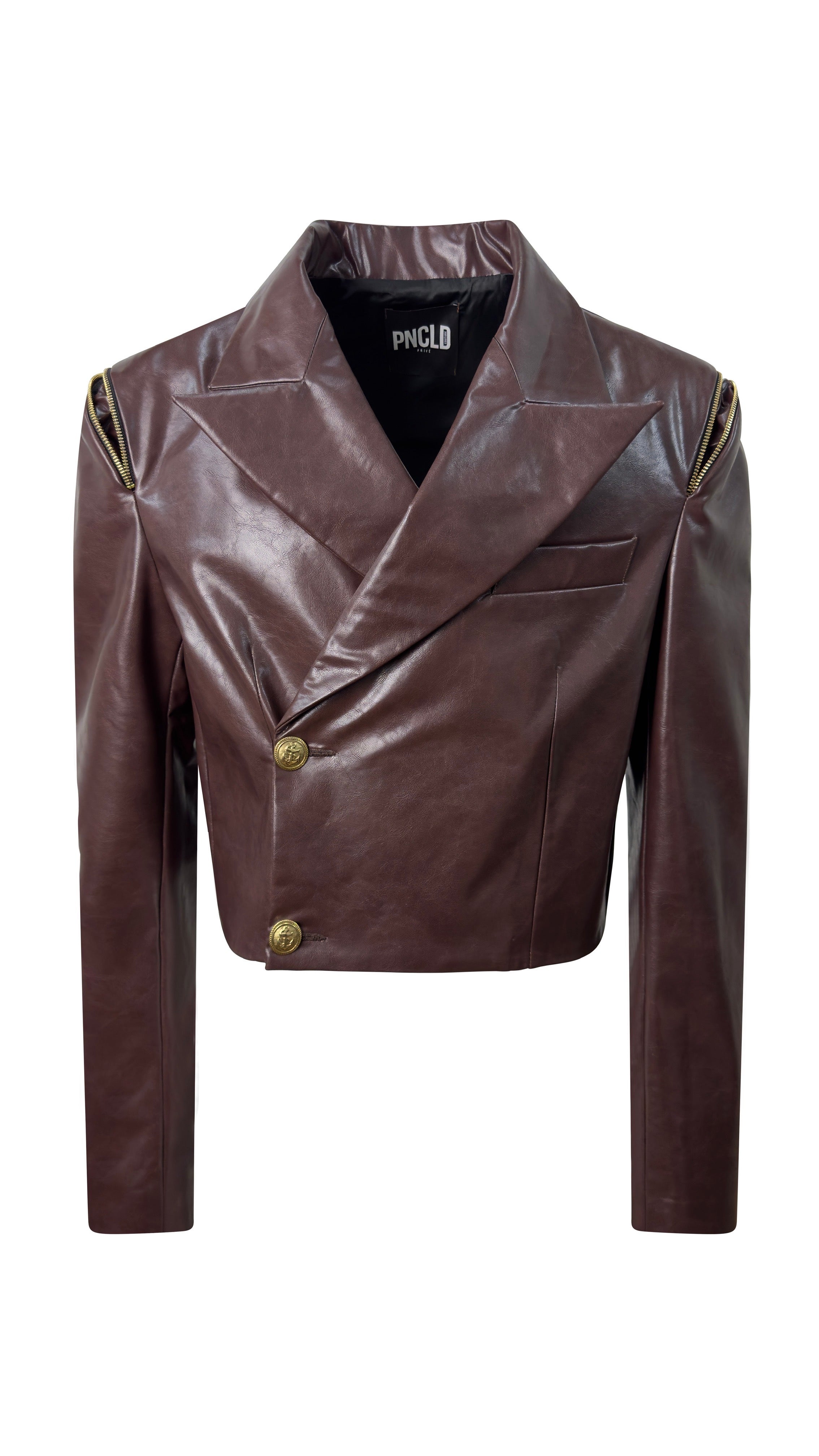 棕色仿皮薄外套