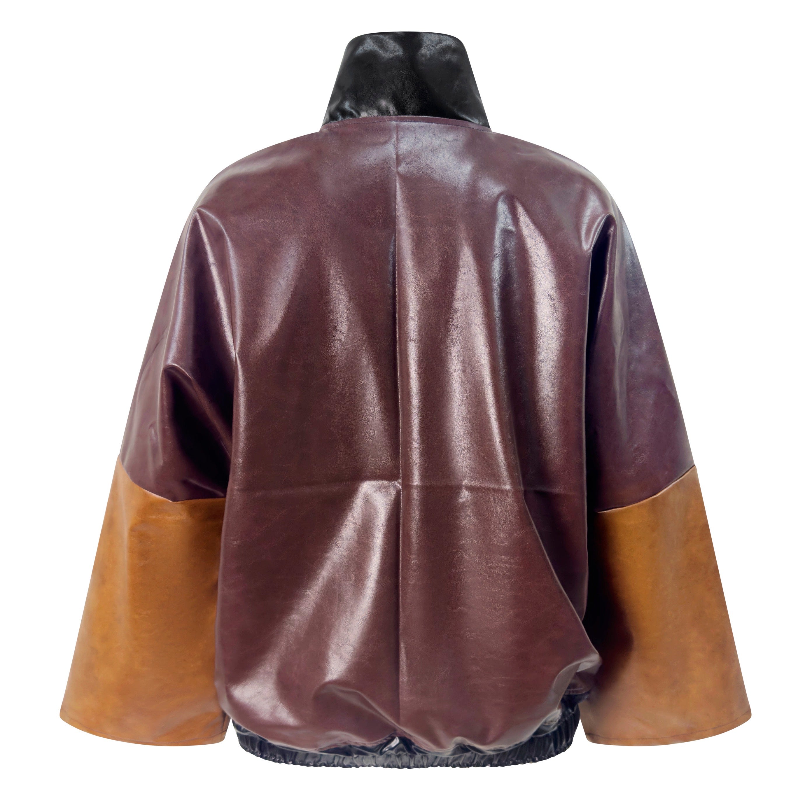 Felpa Mix Ecopelle con Zip retro