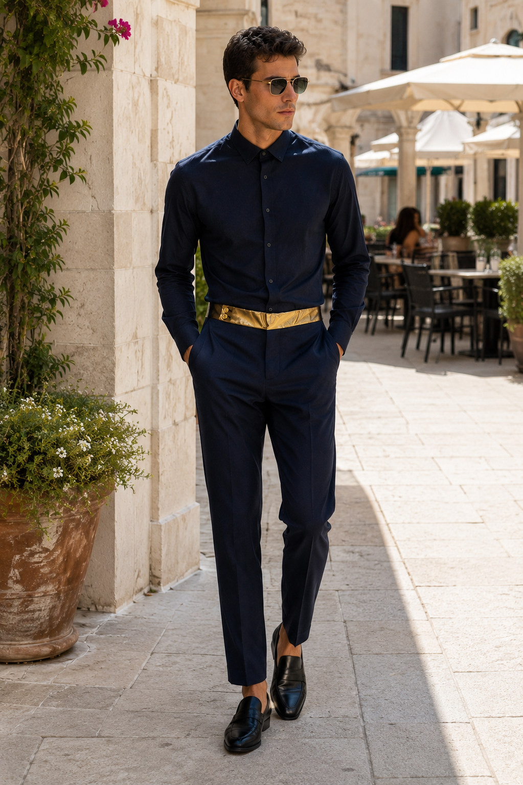 Hose PRINCE - Blau/Gold