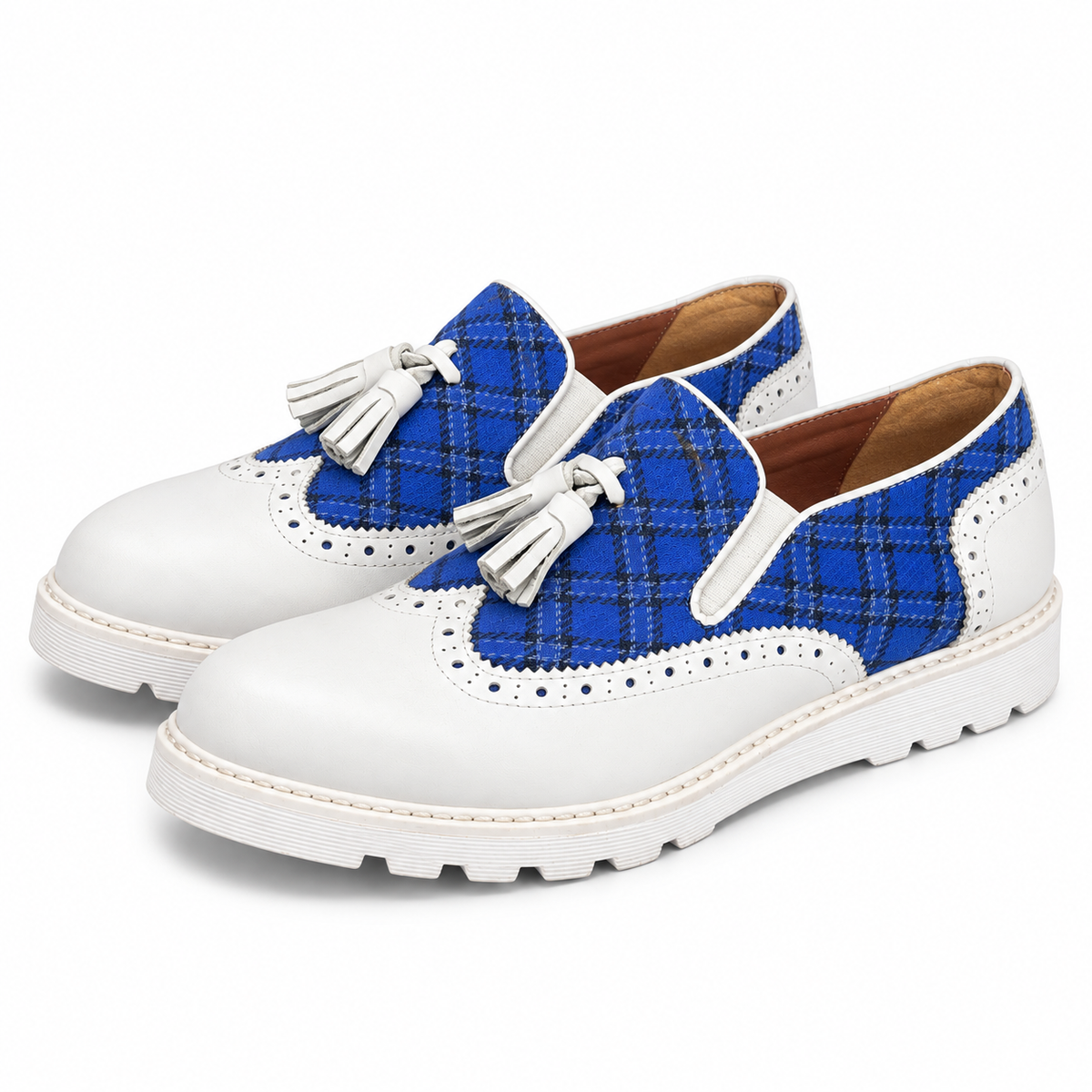 Zapato DYLAN - Blanco/Azul Cielo Cuadrado Línea Azul