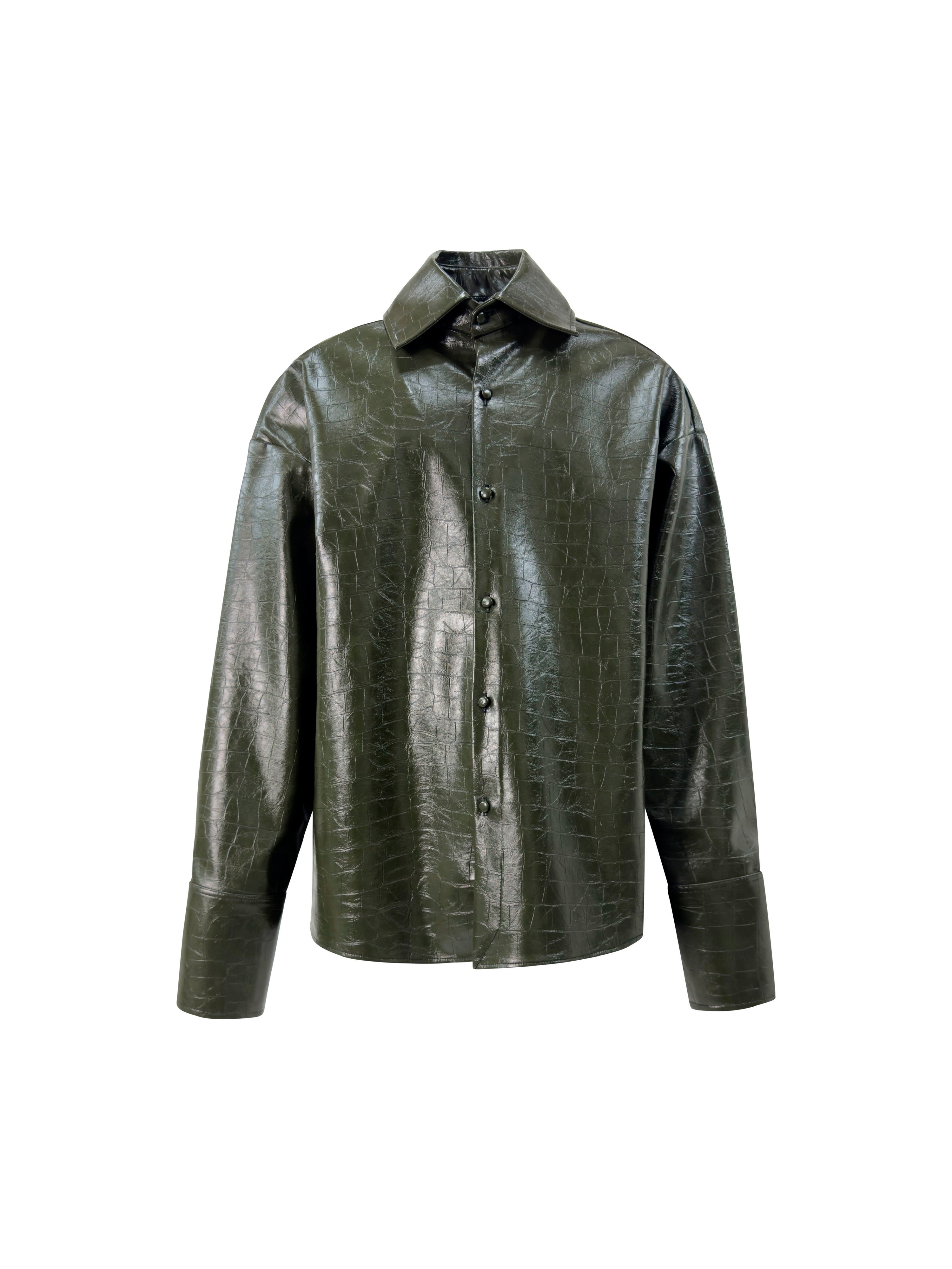 Camicia Over in Eco Coccodrillo Verde