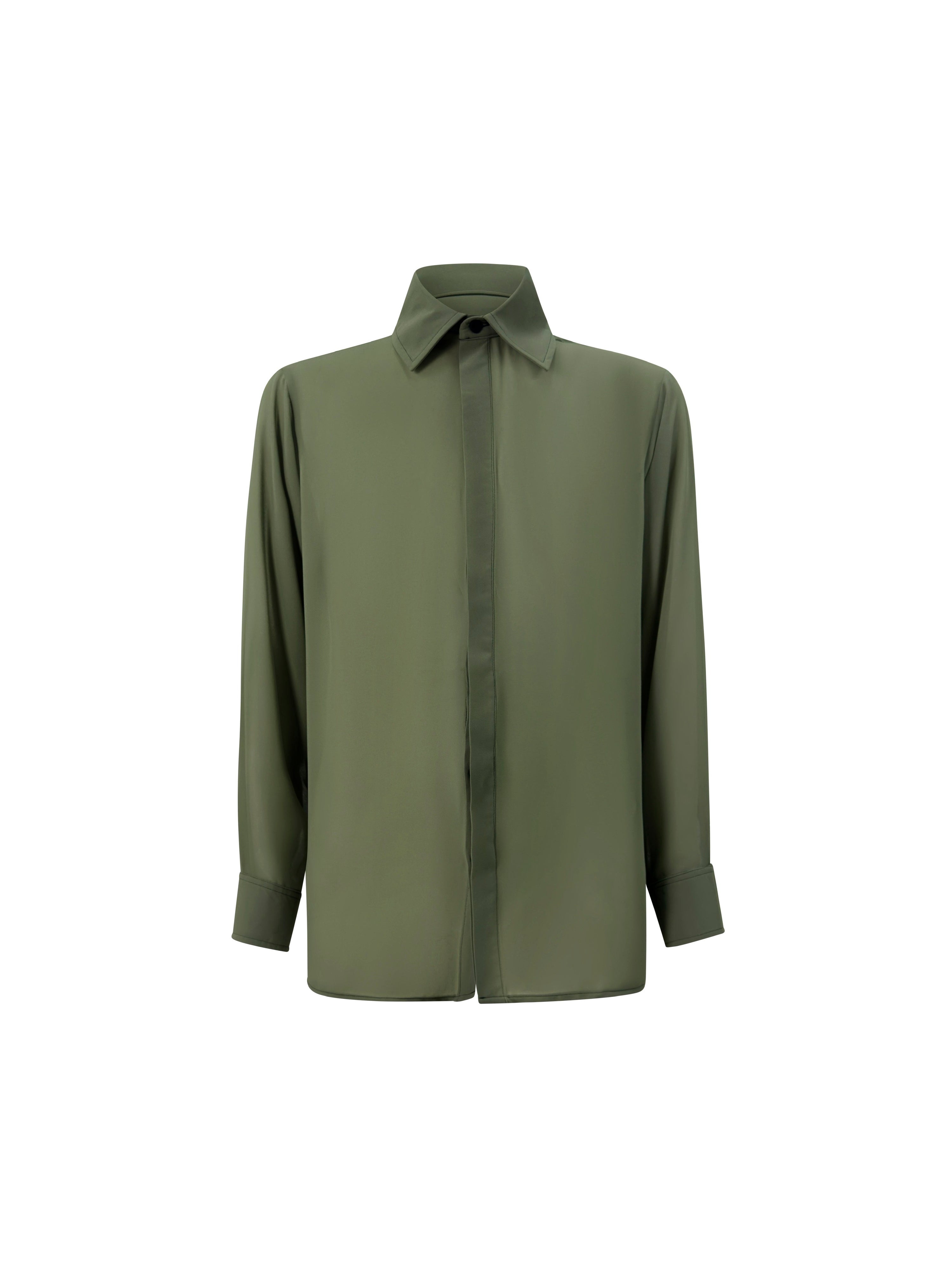 Camicia Regolare Georgette Verde Militare