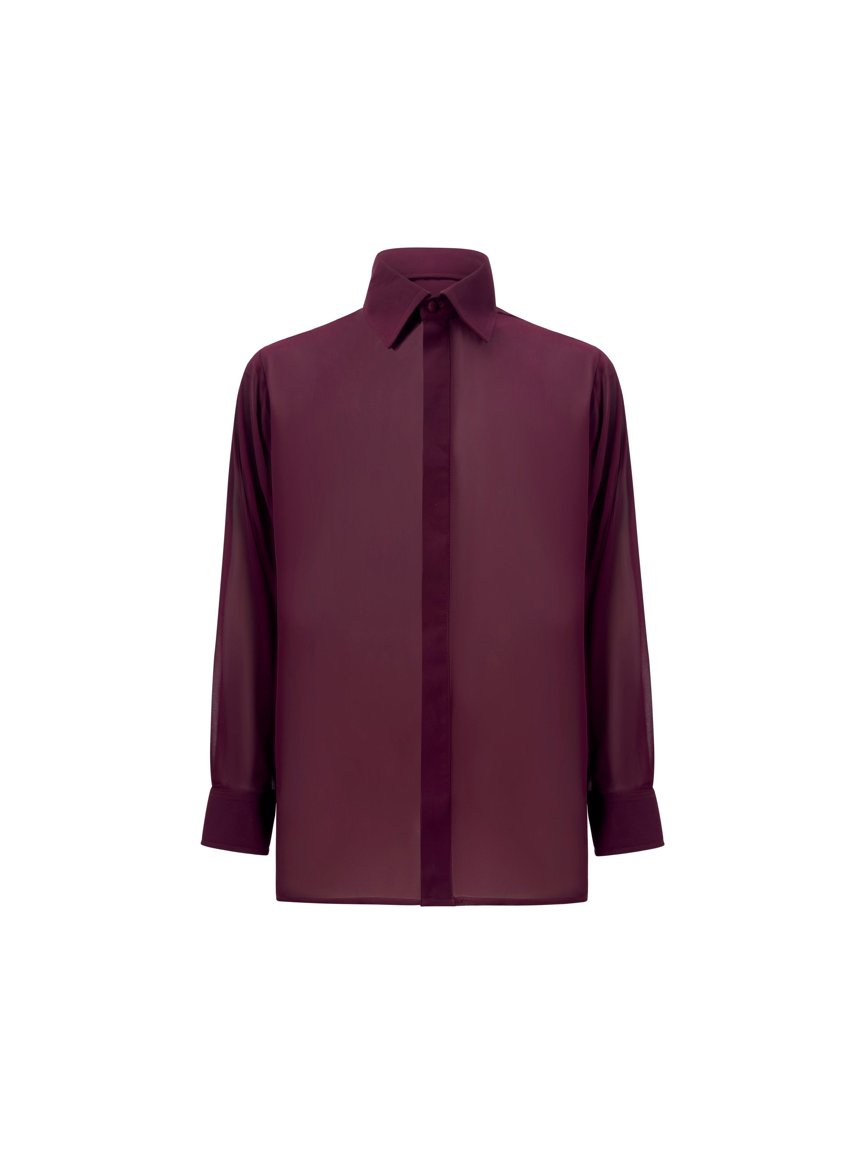 Camicia Regolare Georgette Bordeaux