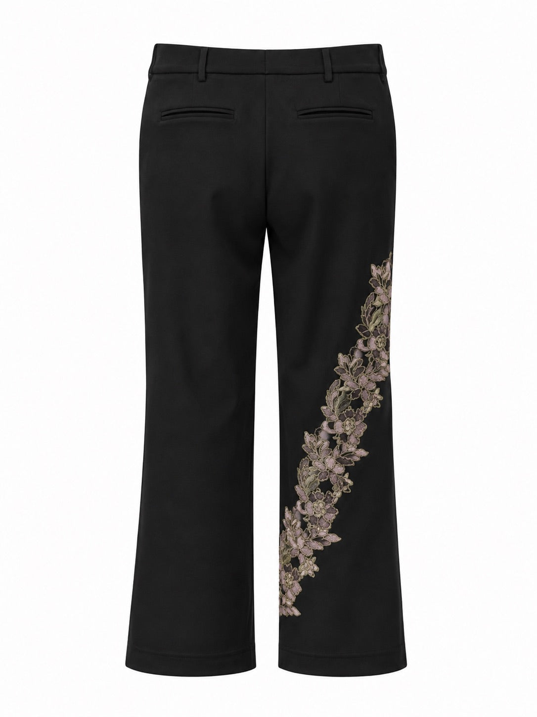 Pantalone Regolare Nero con Ricamo