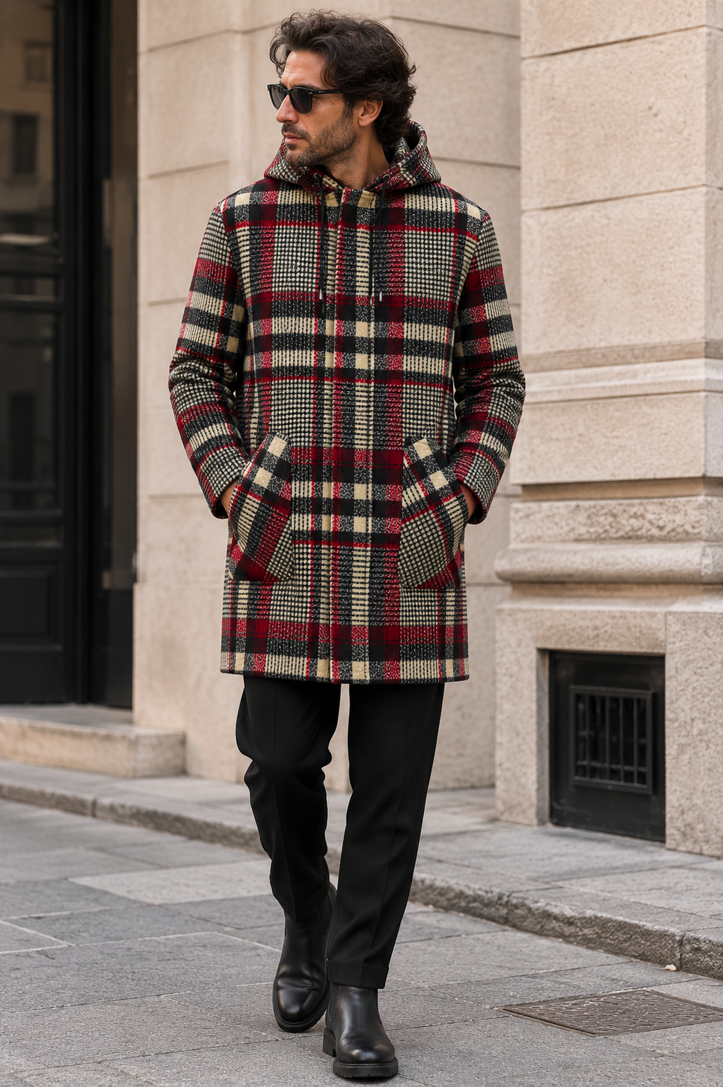 Cappotto SPORTBACK - Cream/Red/BLACK Square