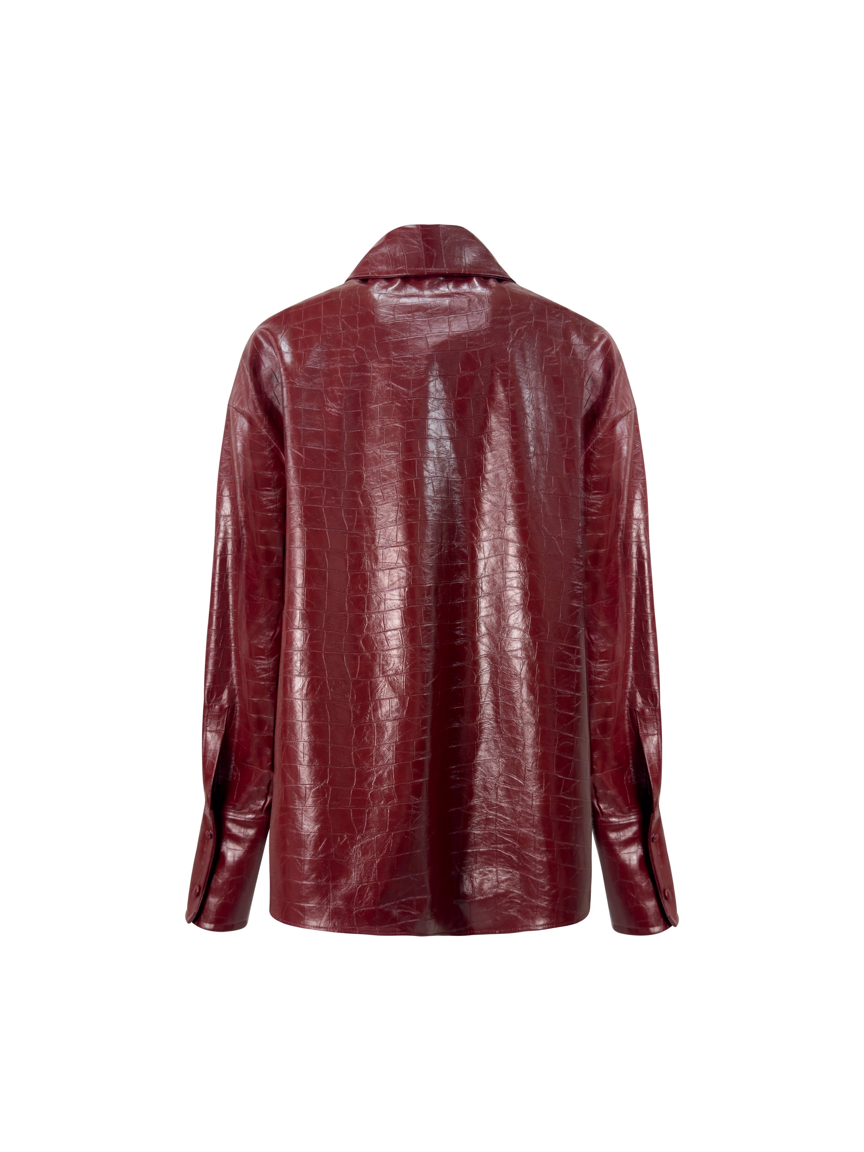 Camicia Over in Eco Coccodrillo Bordeaux retro