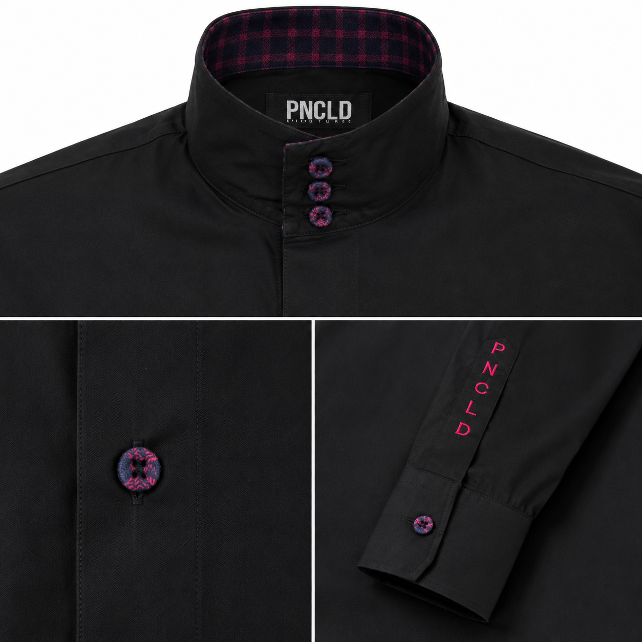 Camicia 3 LENNOX - Black/Night Blue Square Red Line CC