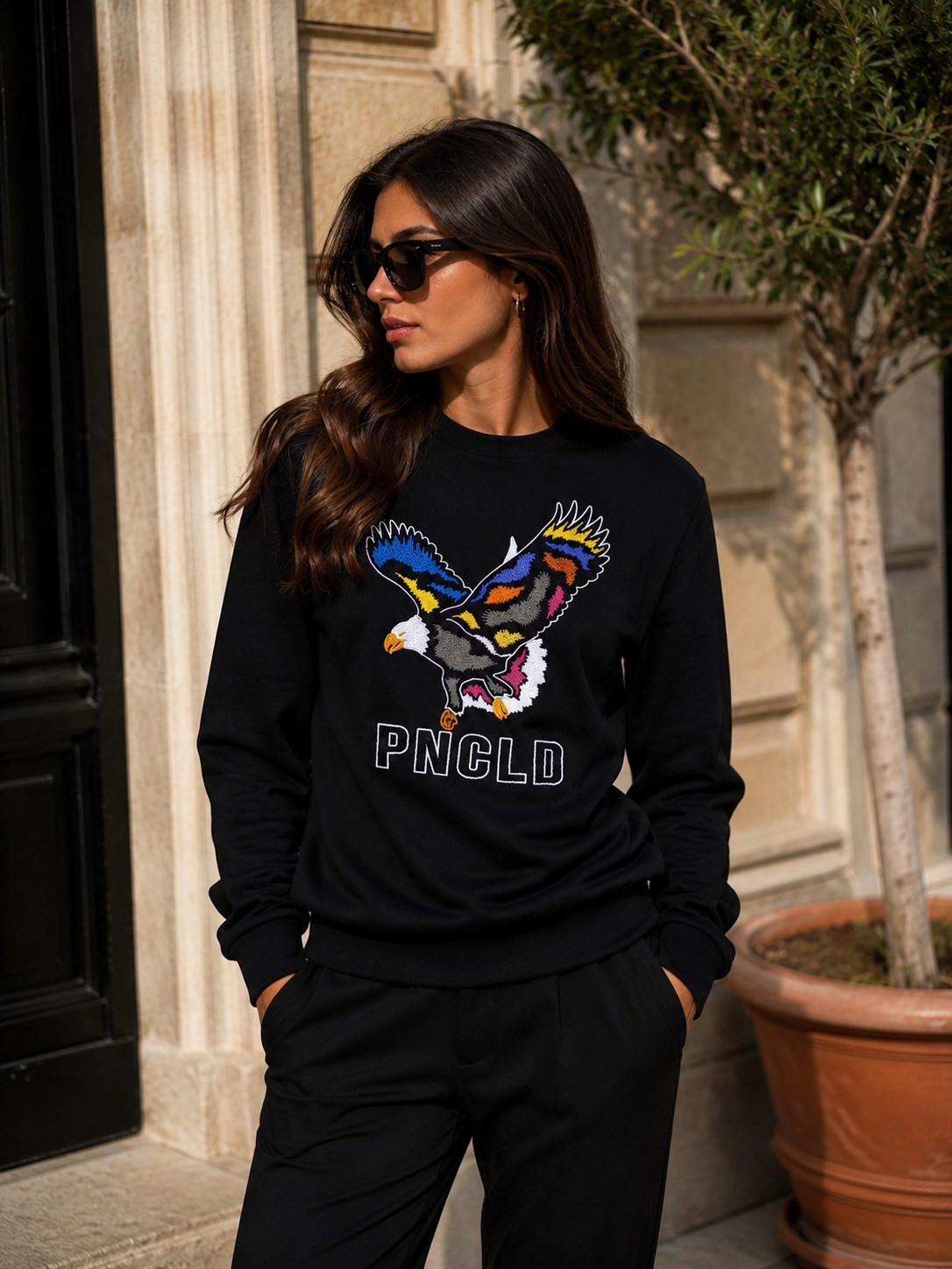Police Sweatshirt - Schwarz mit Adler